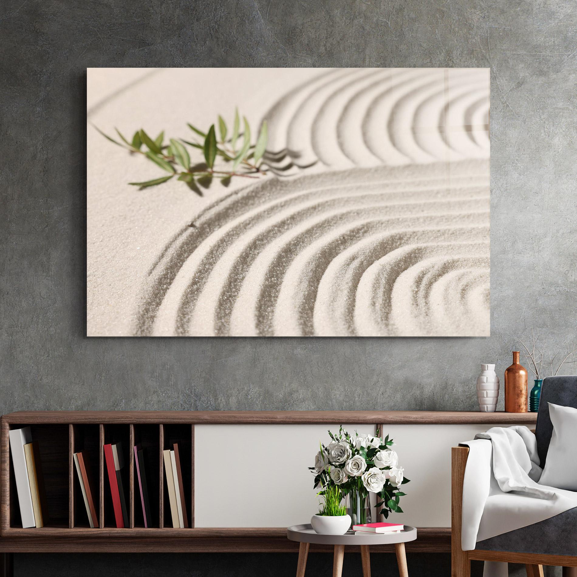 Стъклена картина Cream Zen Garden mockup 2