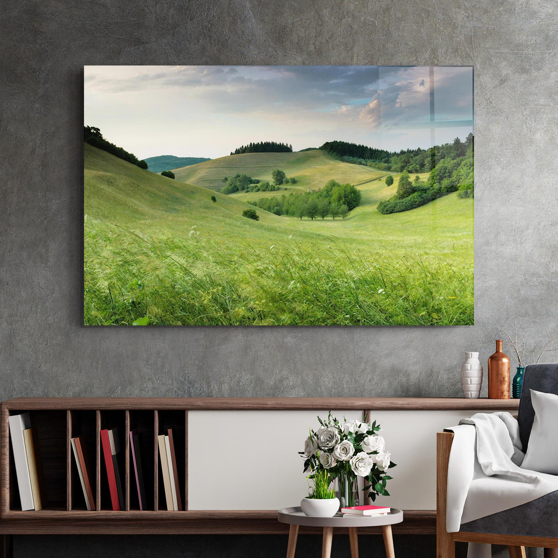 Стъклена картина Green Field View mockup 2