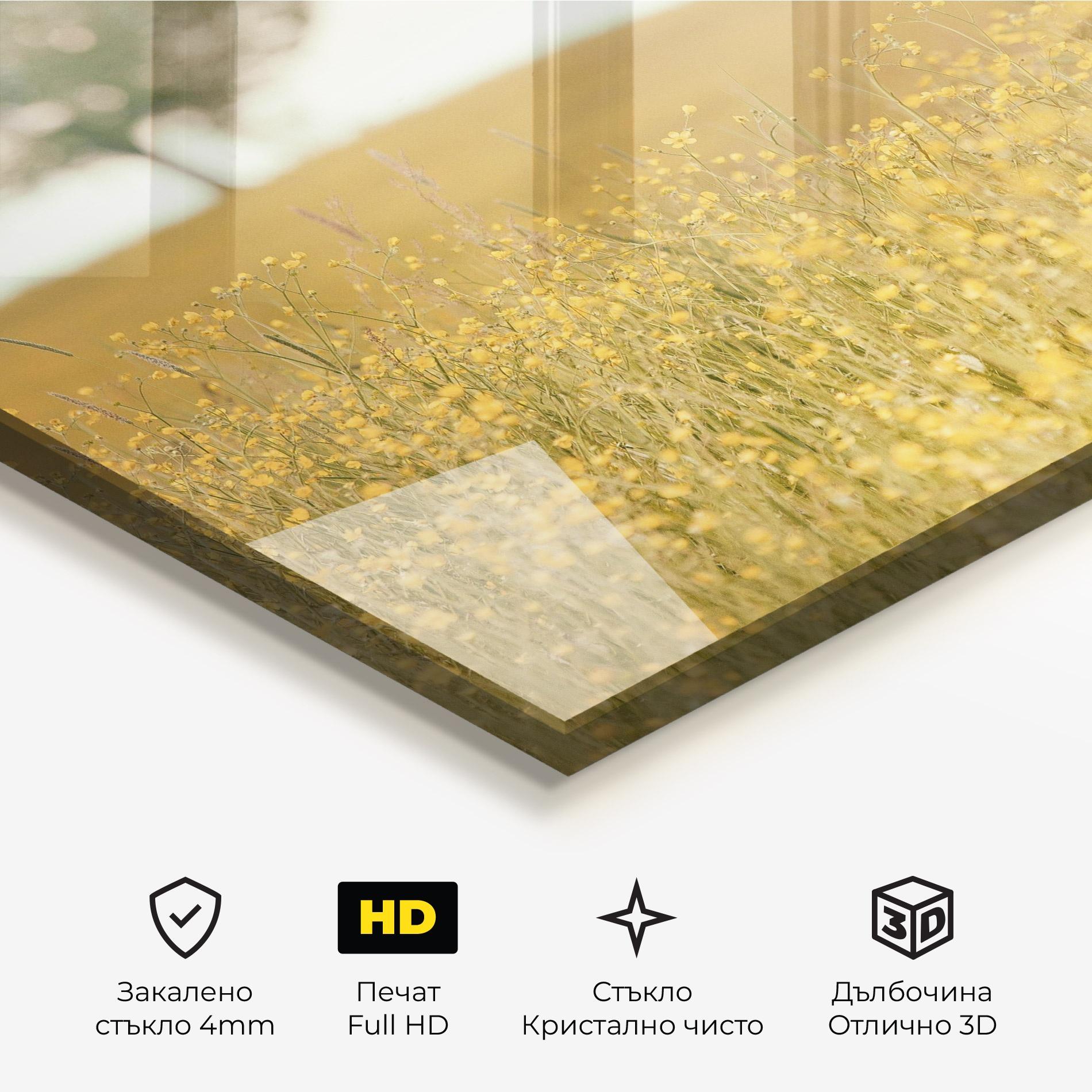 Стъклена картина Cream Field Nature mockup 3