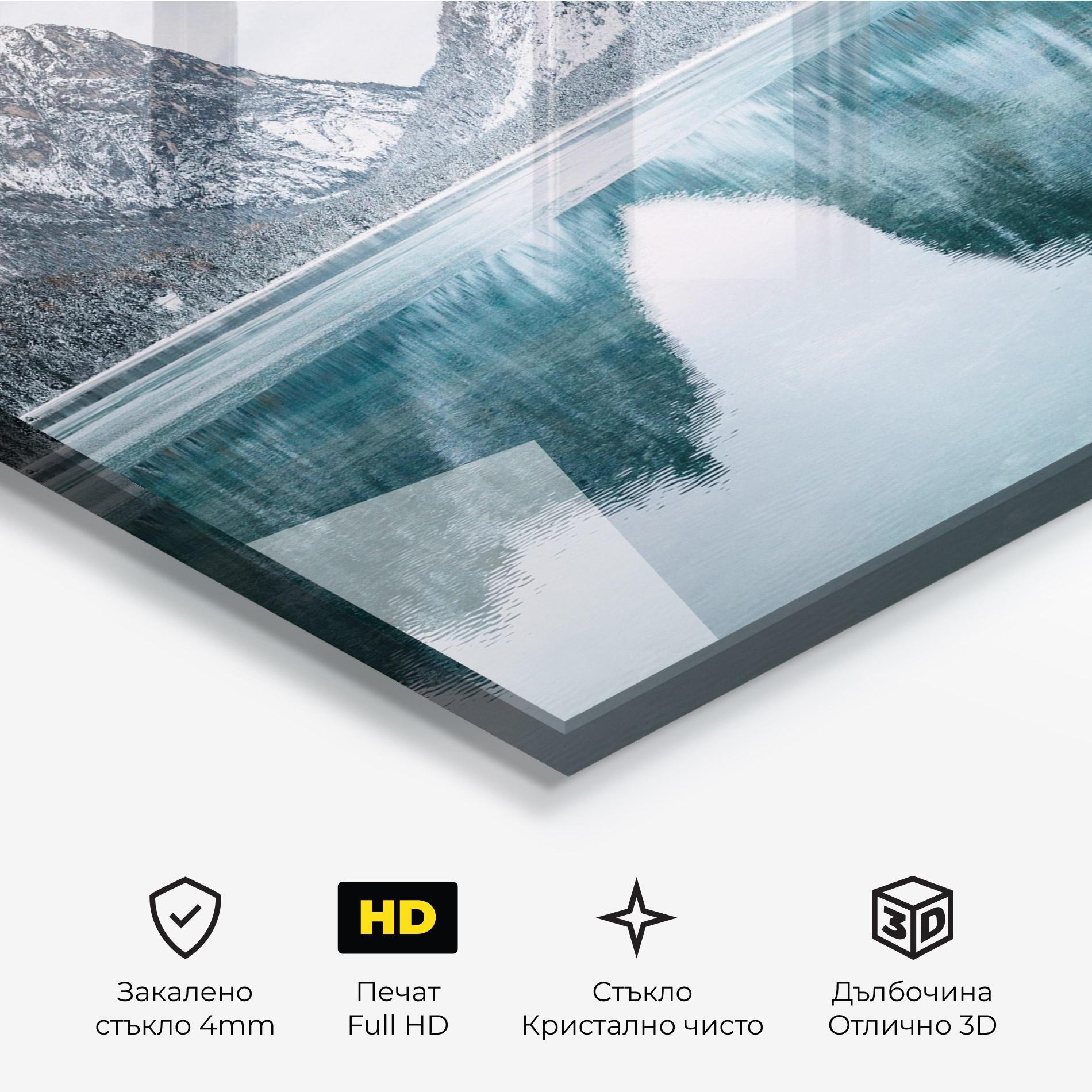 Стъклена картина Lake Reflection Mountain mockup 3
