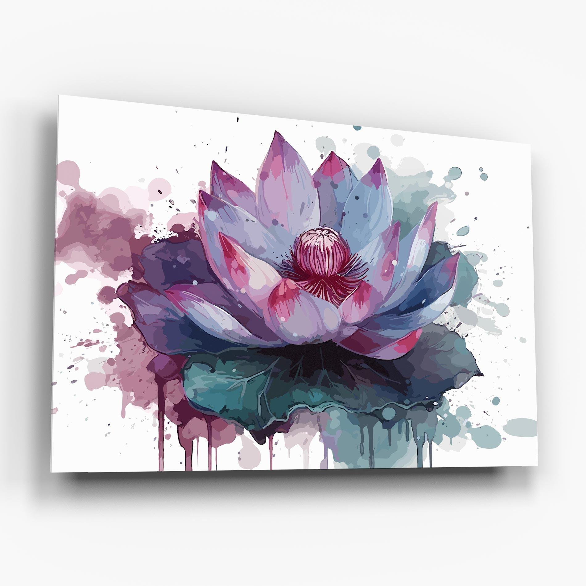 Стъклена картина Green Purple Lotus mockup 6