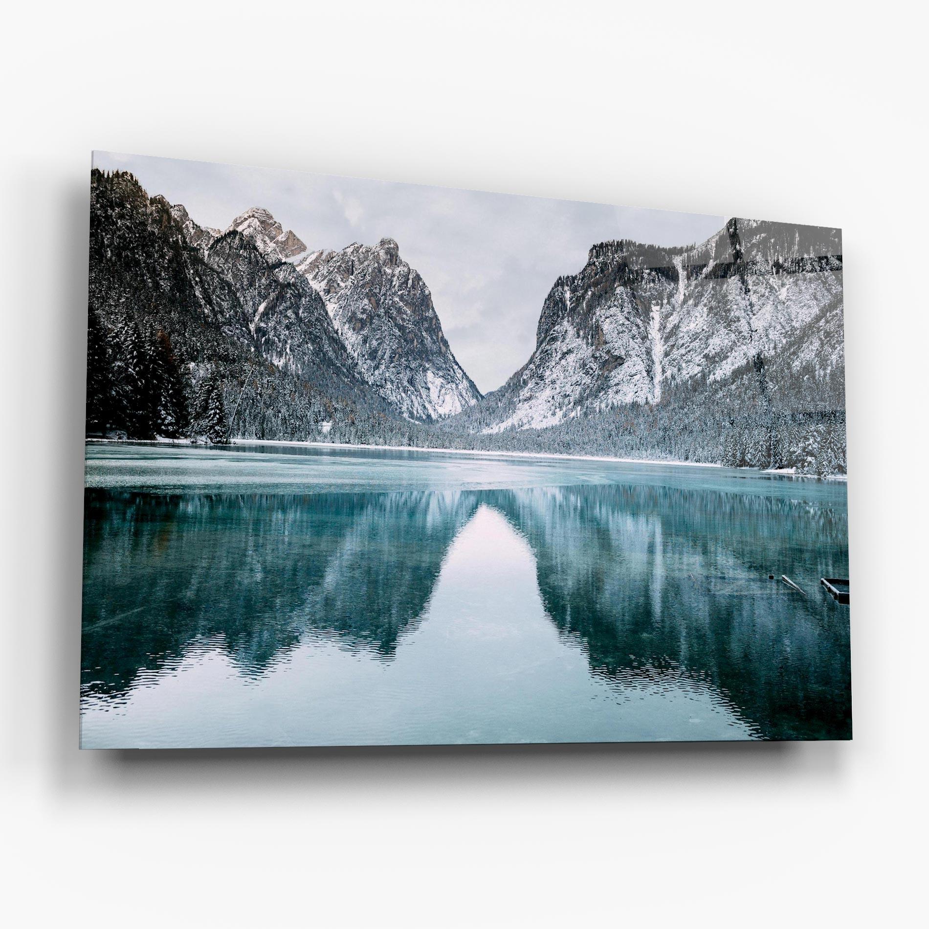 Стъклена картина Lake Reflection Mountain mockup 6