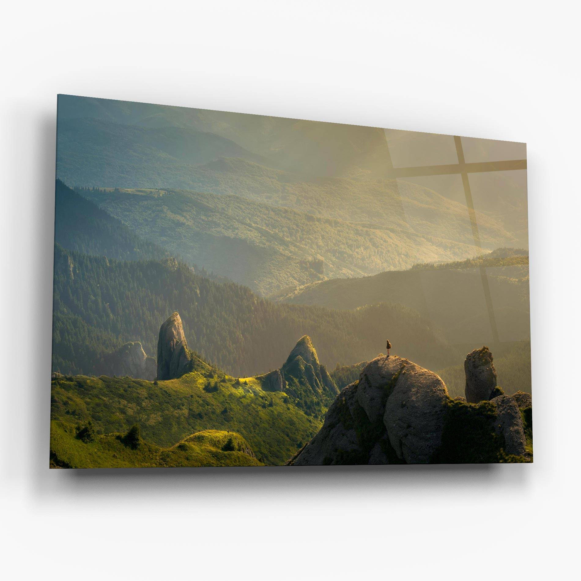 Стъклена картина Man On Big Stones mockup 6