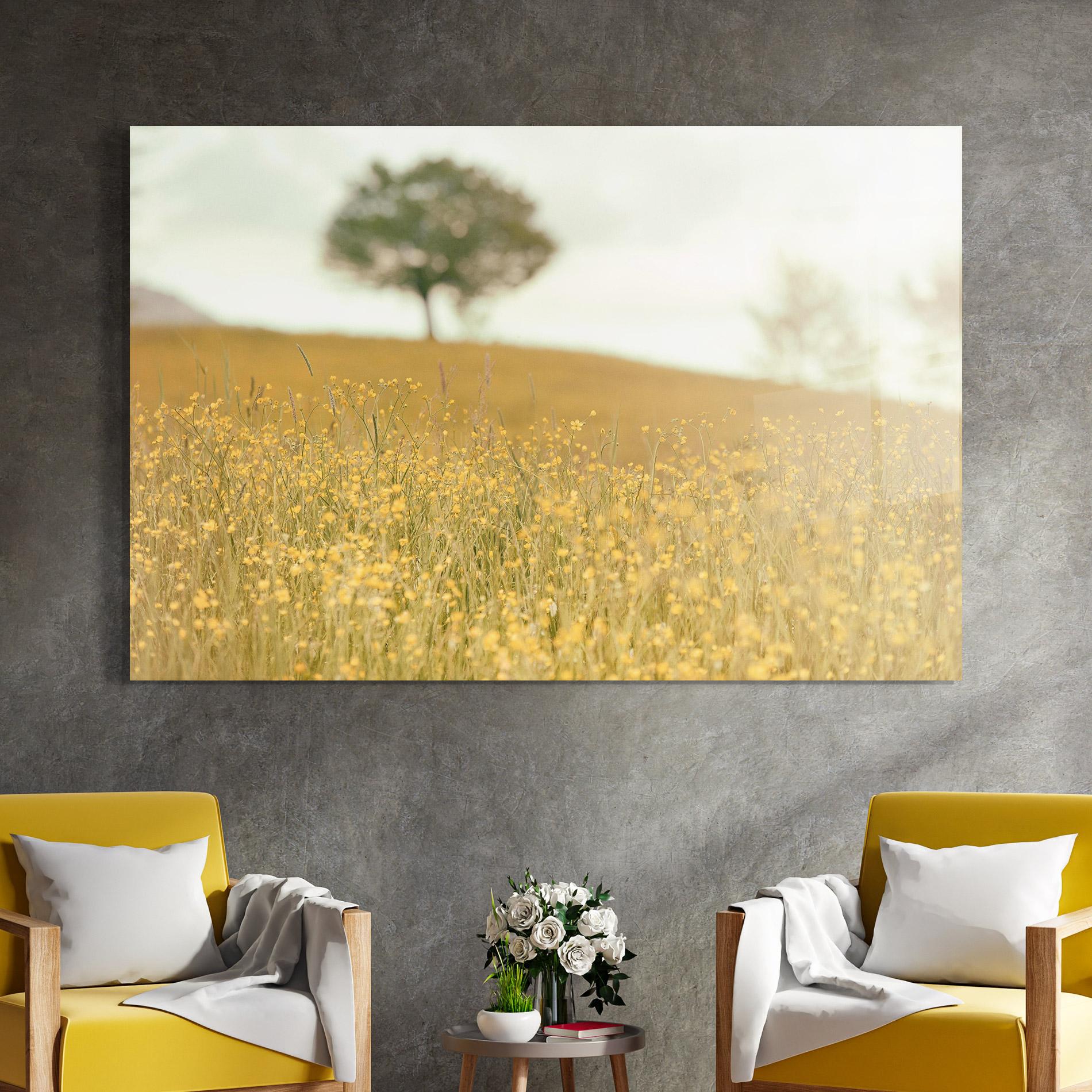 Стъклена картина Cream Field Nature mockup 4