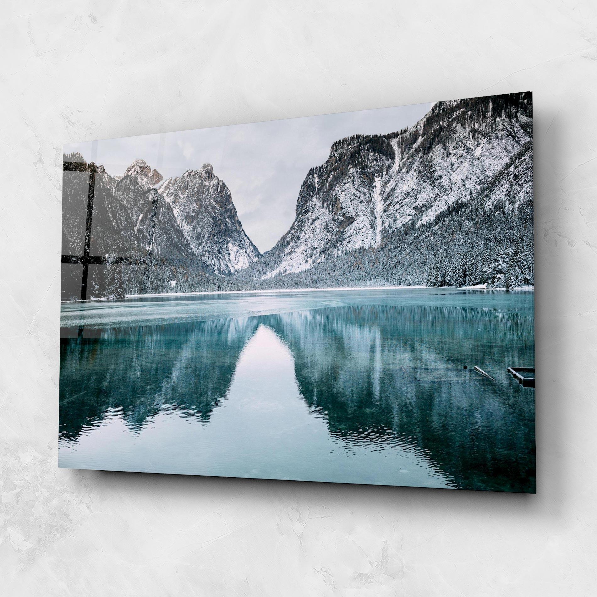 Стъклена картина Lake Reflection Mountain mockup 1