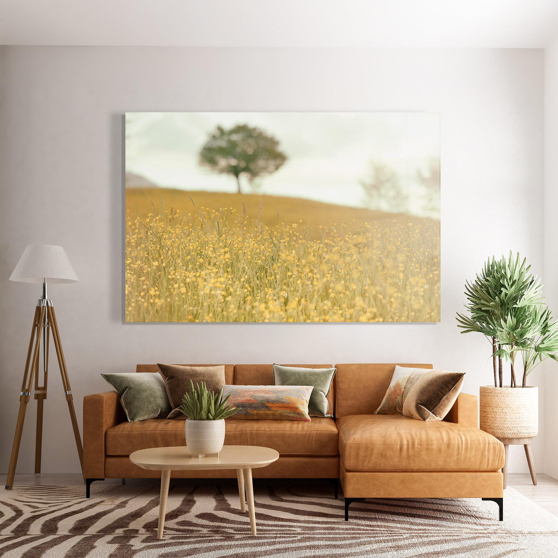 Стъклена картина Cream Field Nature mockup 7