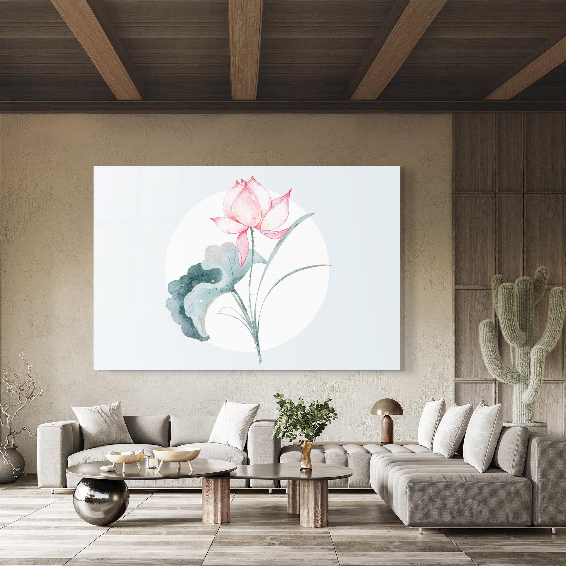 Стъклена картина Blue Pastel Flower mockup 8