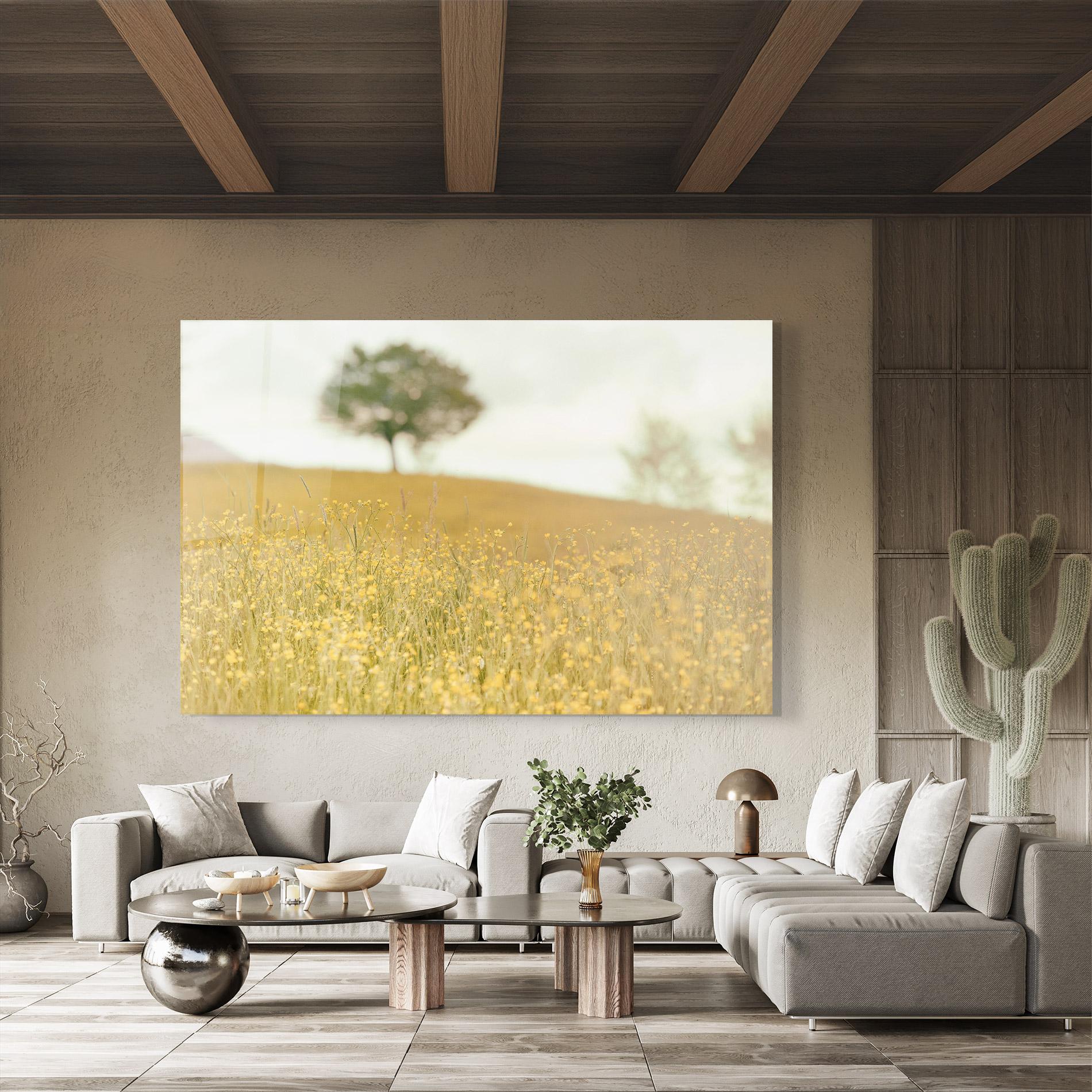 Стъклена картина Cream Field Nature mockup 8