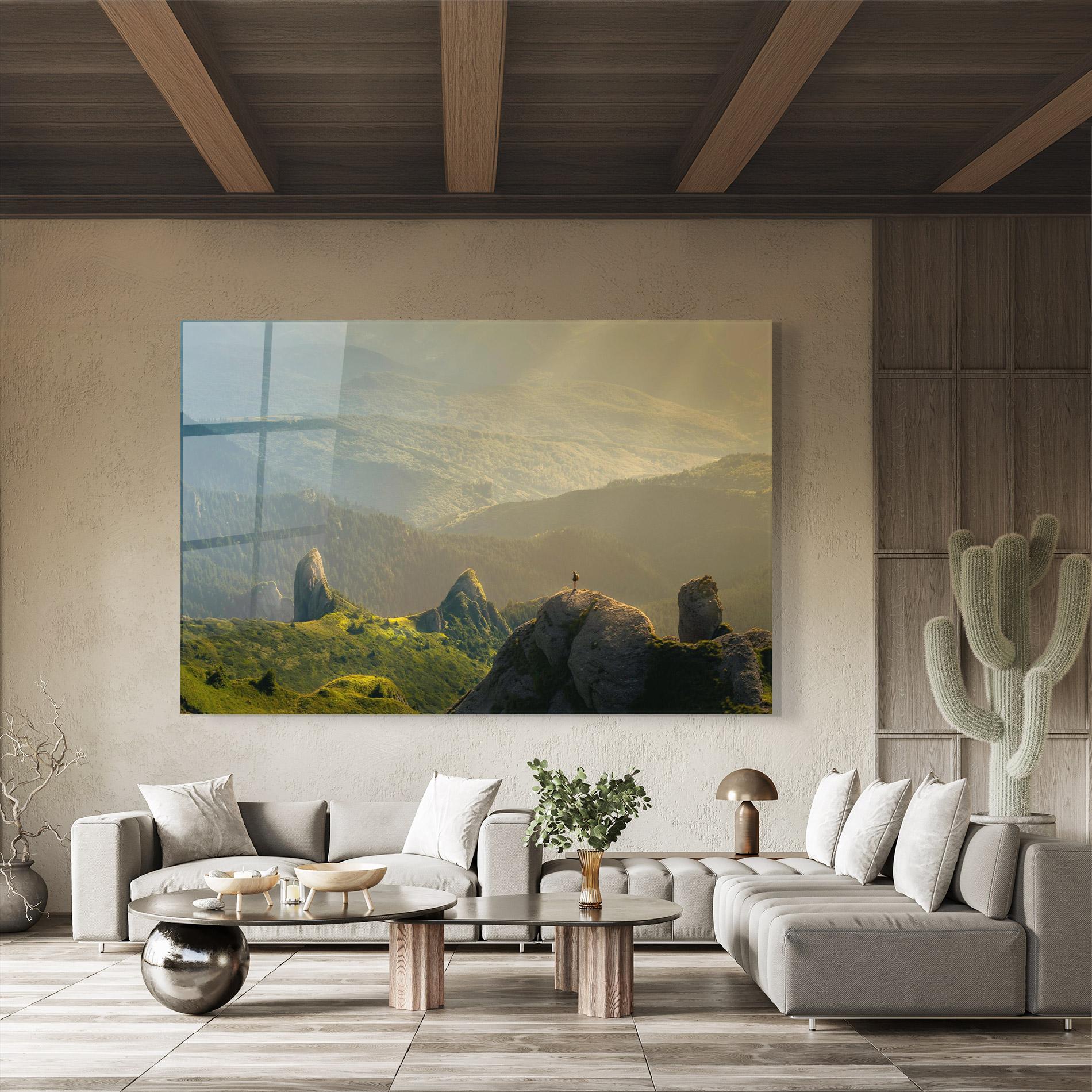 Стъклена картина Man On Big Stones mockup 8