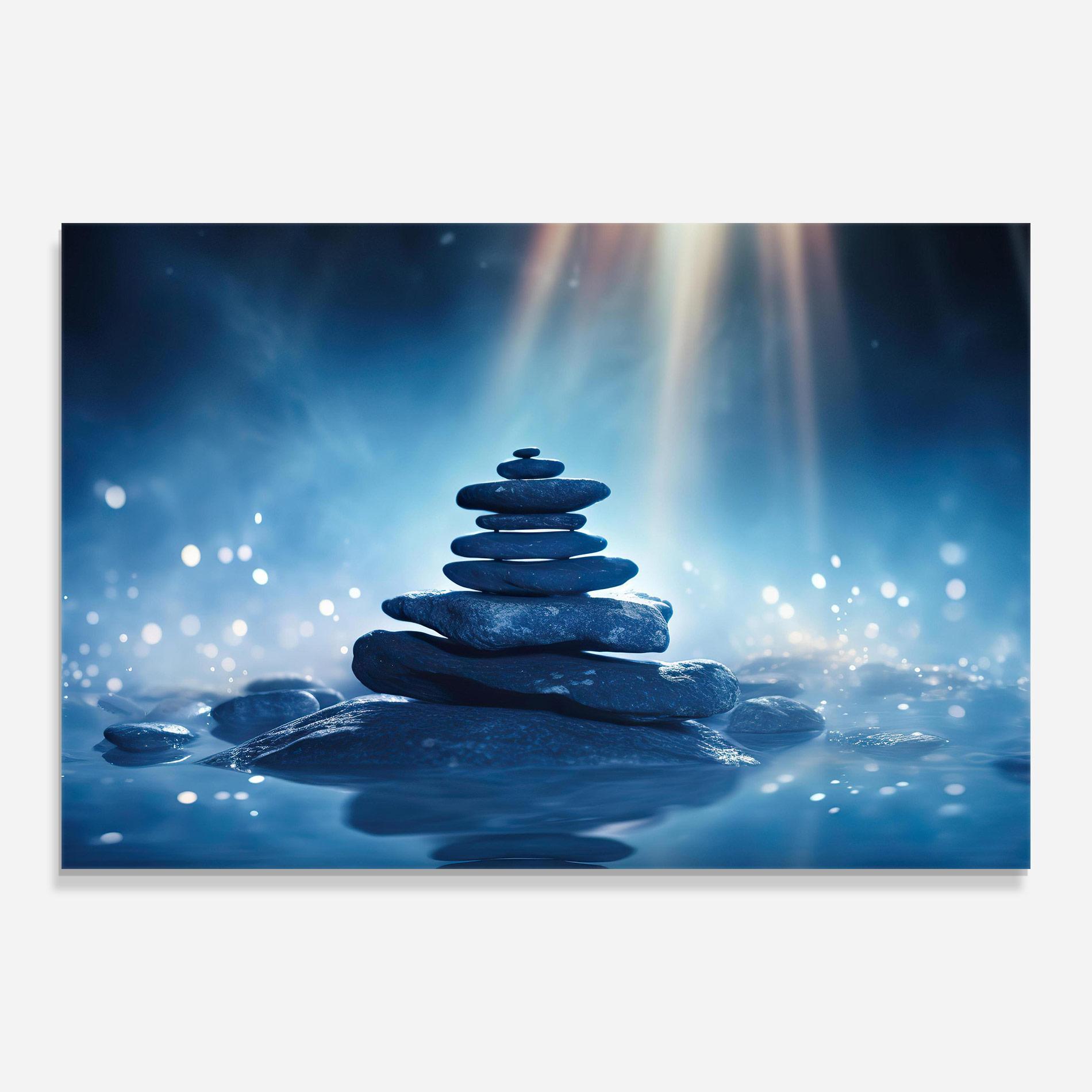 Стъклена картина Blue Light Stone mockup 0
