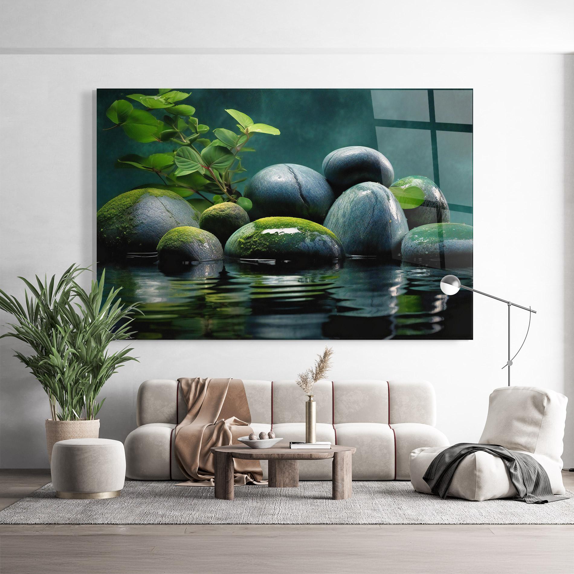 Стъклена картина Green Stone Nature mockup 9