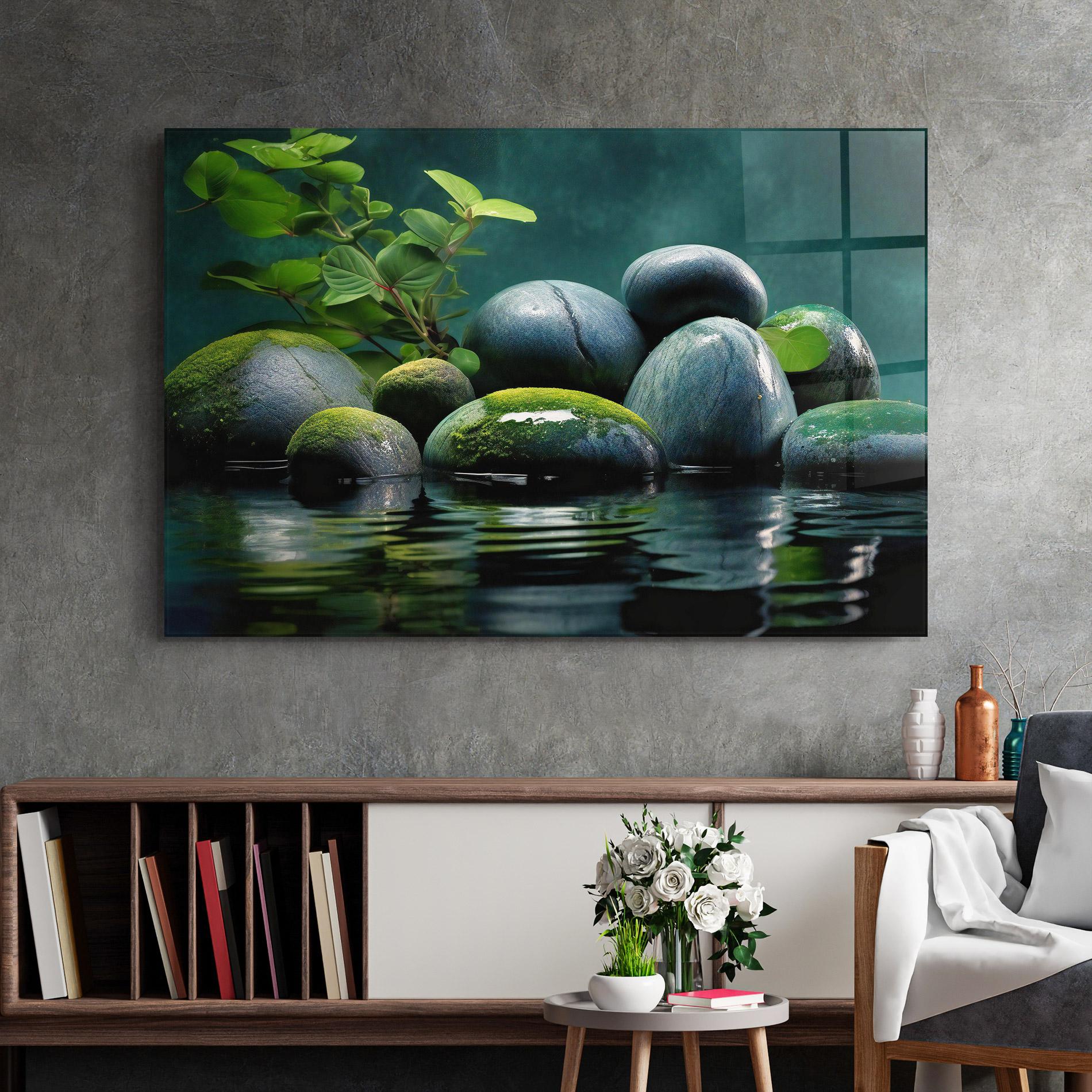 Стъклена картина Green Stone Nature mockup 2