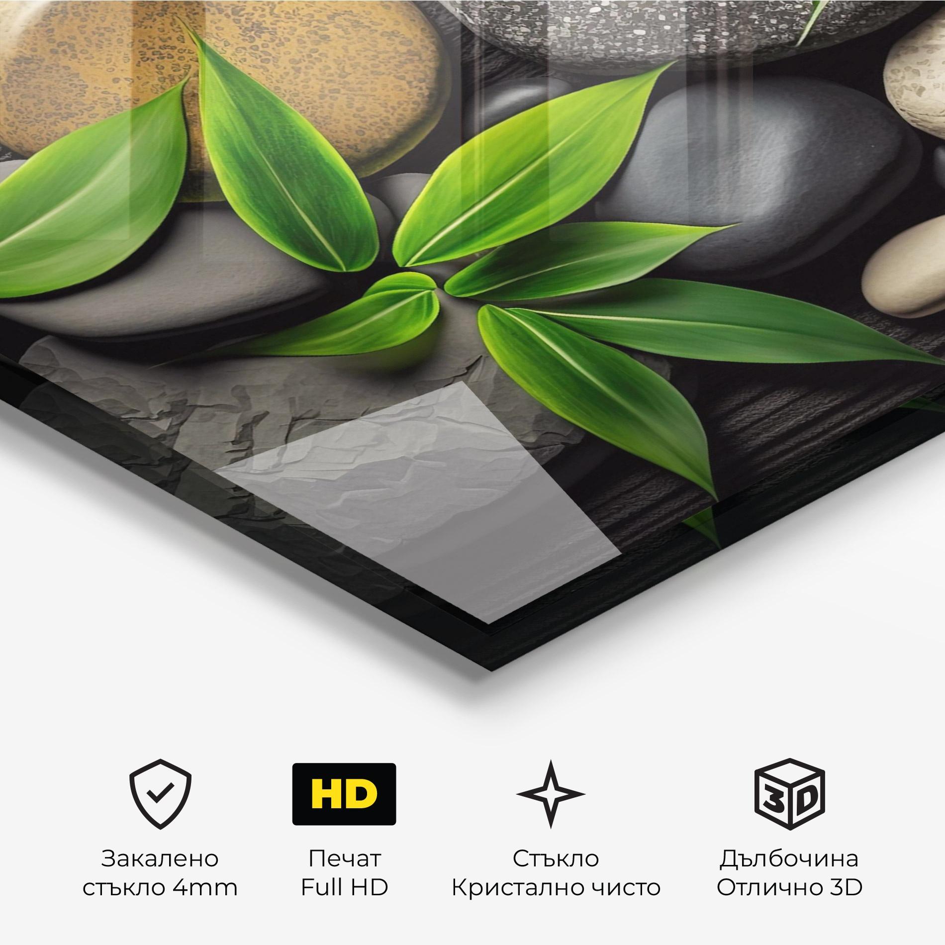 Стъклена картина Bamboo Stones View mockup 3