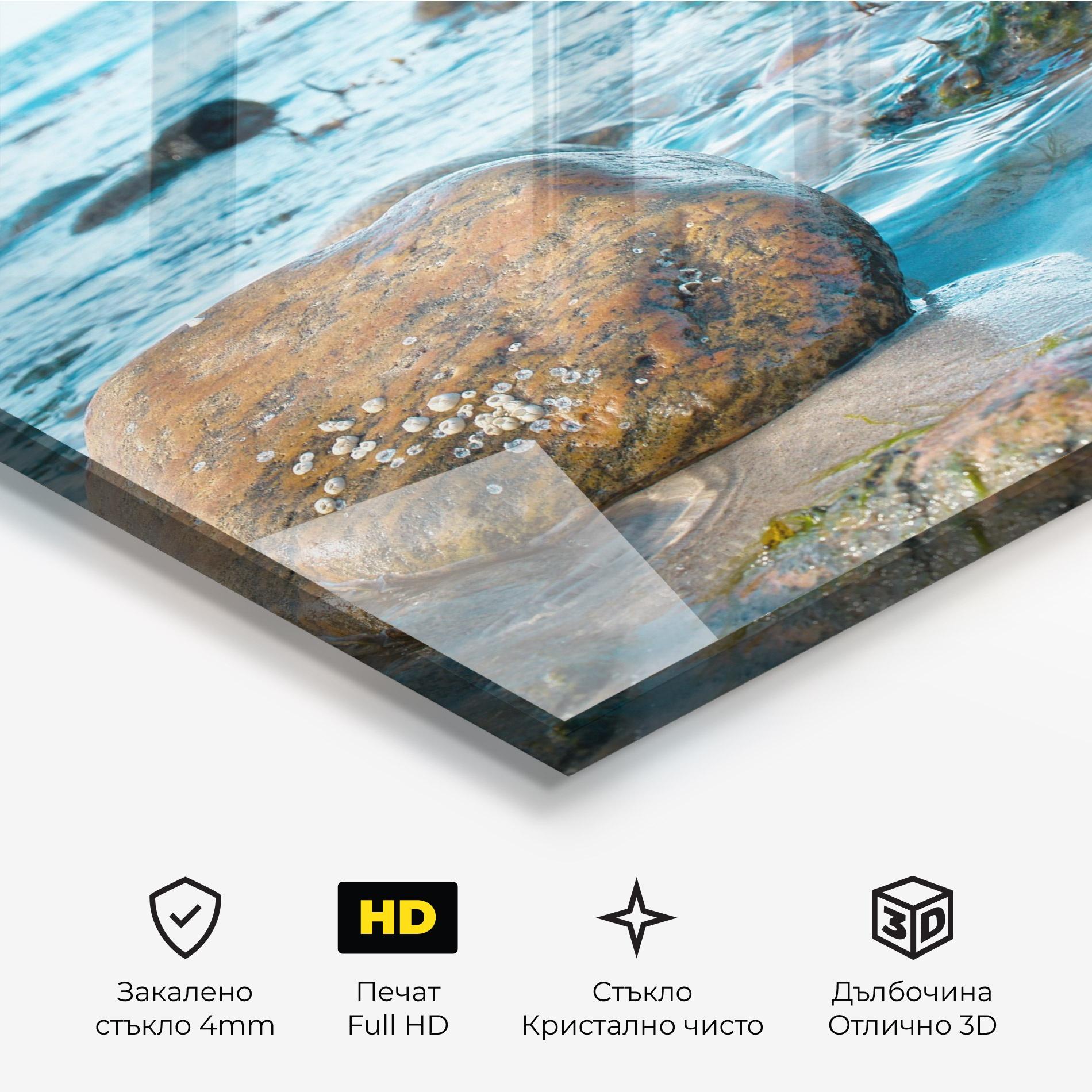 Стъклена картина Beach Stones mockup 3