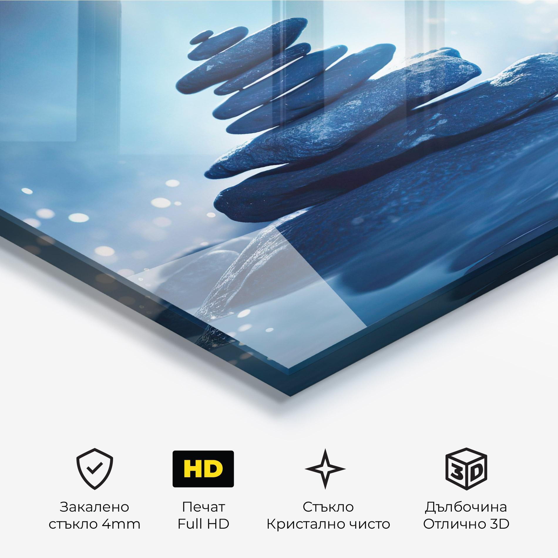 Стъклена картина Blue Light Stone mockup 3