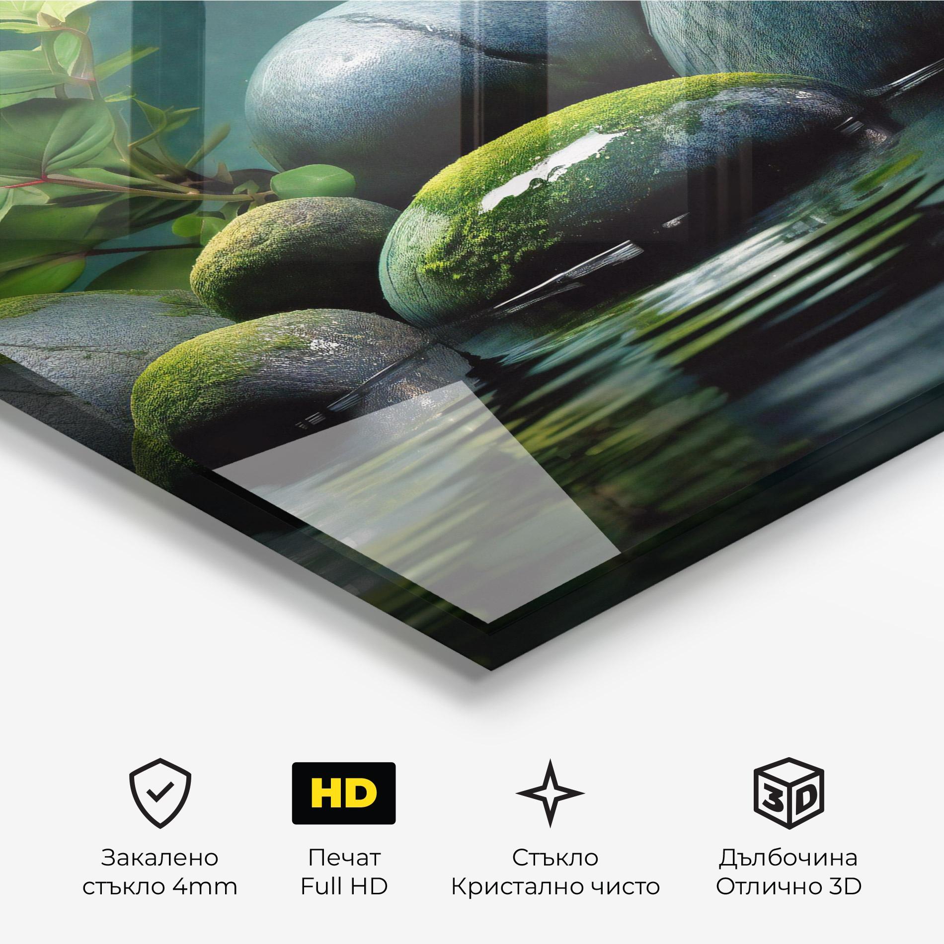 Стъклена картина Green Stone Nature mockup 3