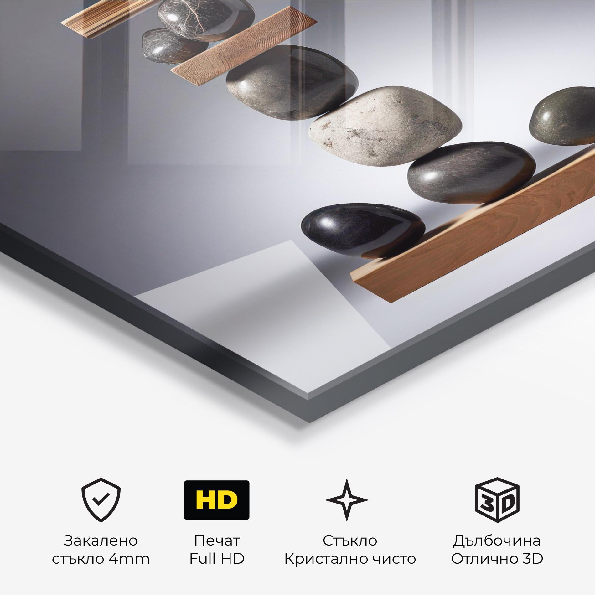 Стъклена картина Zen Stones mockup 3