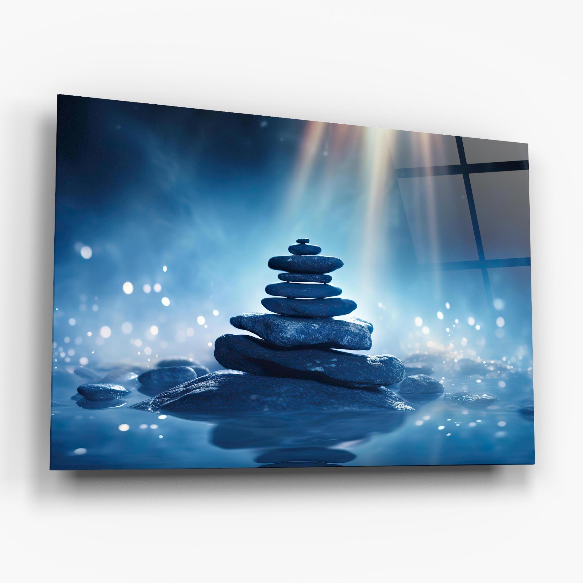 Стъклена картина Blue Light Stone mockup 6