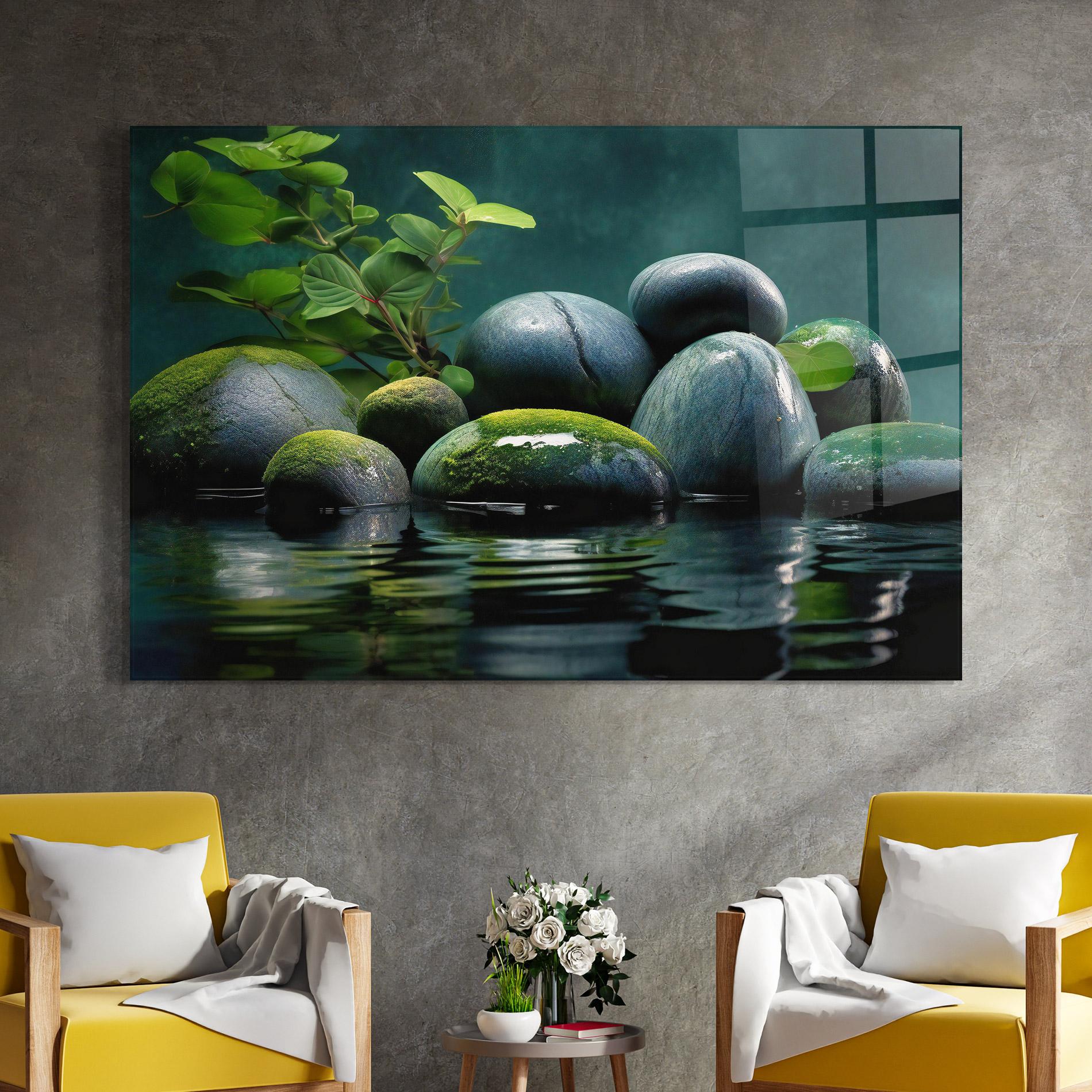 Стъклена картина Green Stone Nature mockup 4