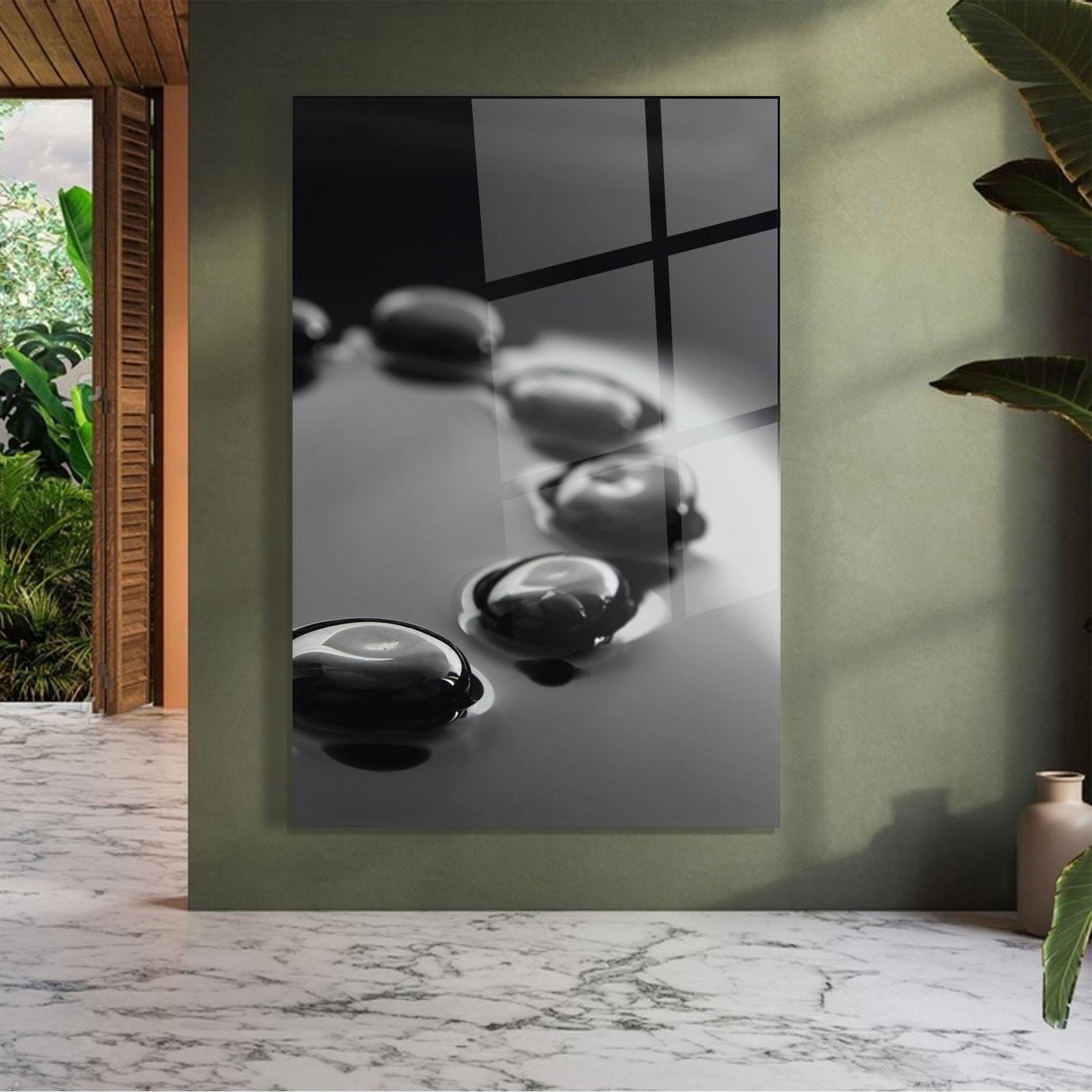 Стъклена картина Black Small Stones mockup 7