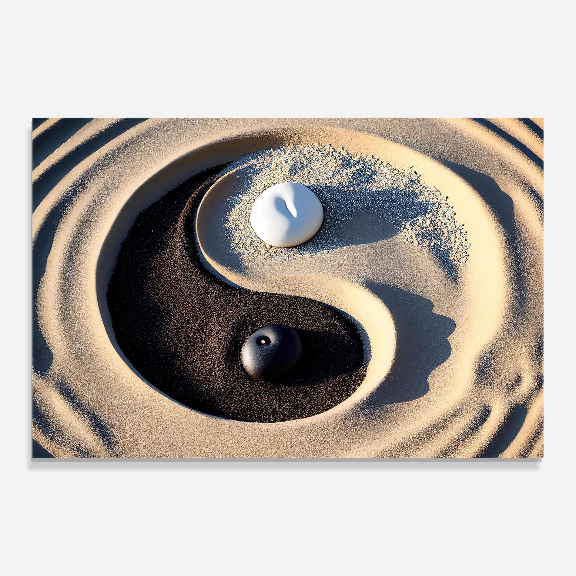 Стъклена картина Black Sand Yinyang mockup 0