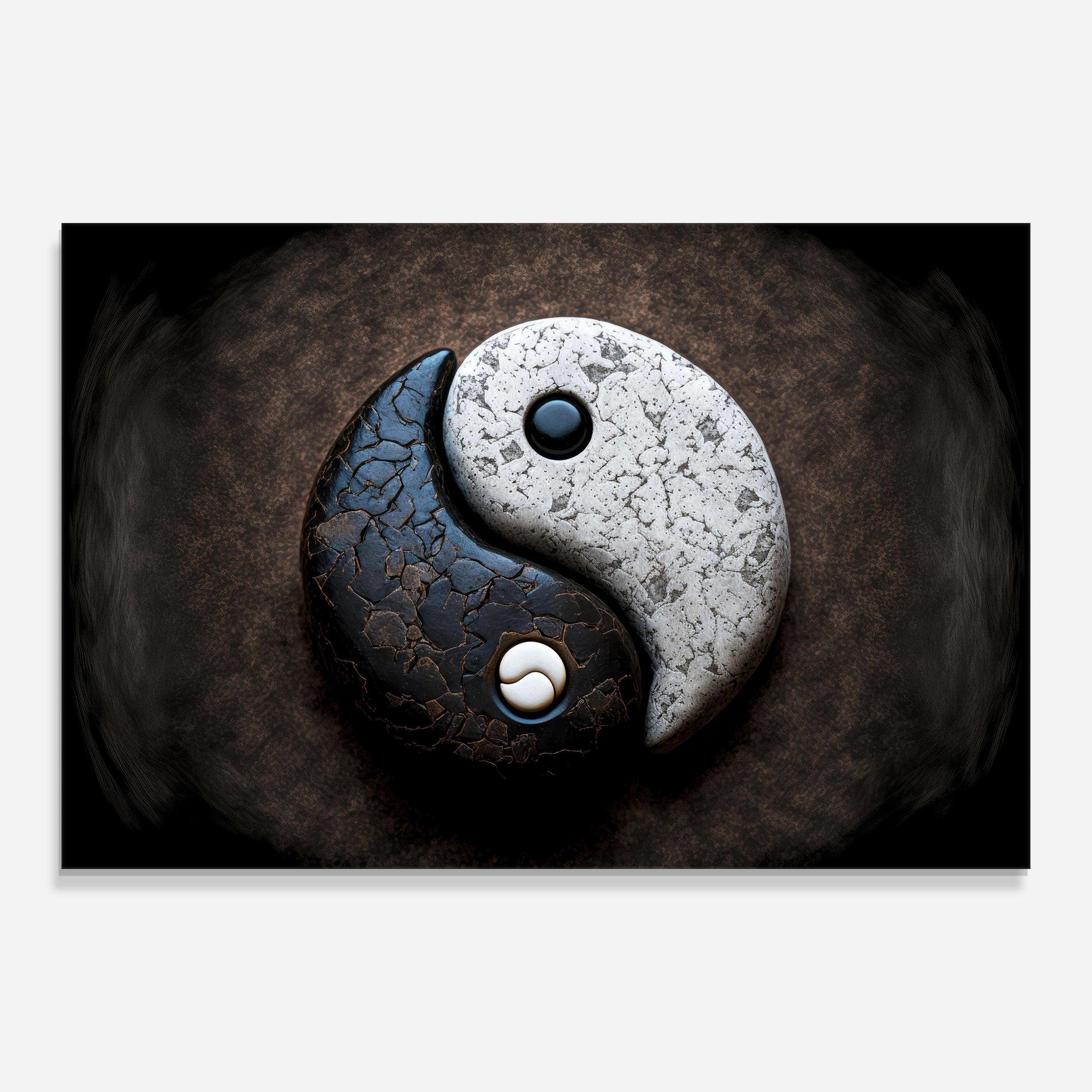 Стъклена картина Black Stone Yinyang mockup 0