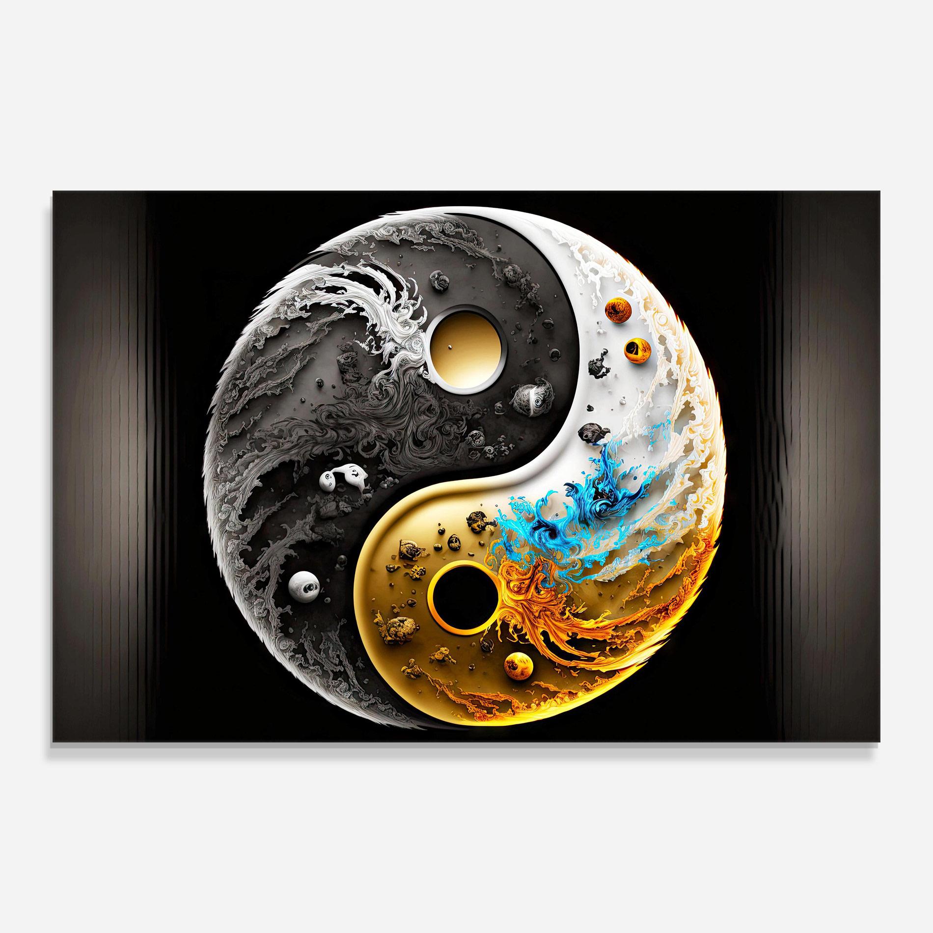 Стъклена картина Black Yellow Yinyang mockup 0
