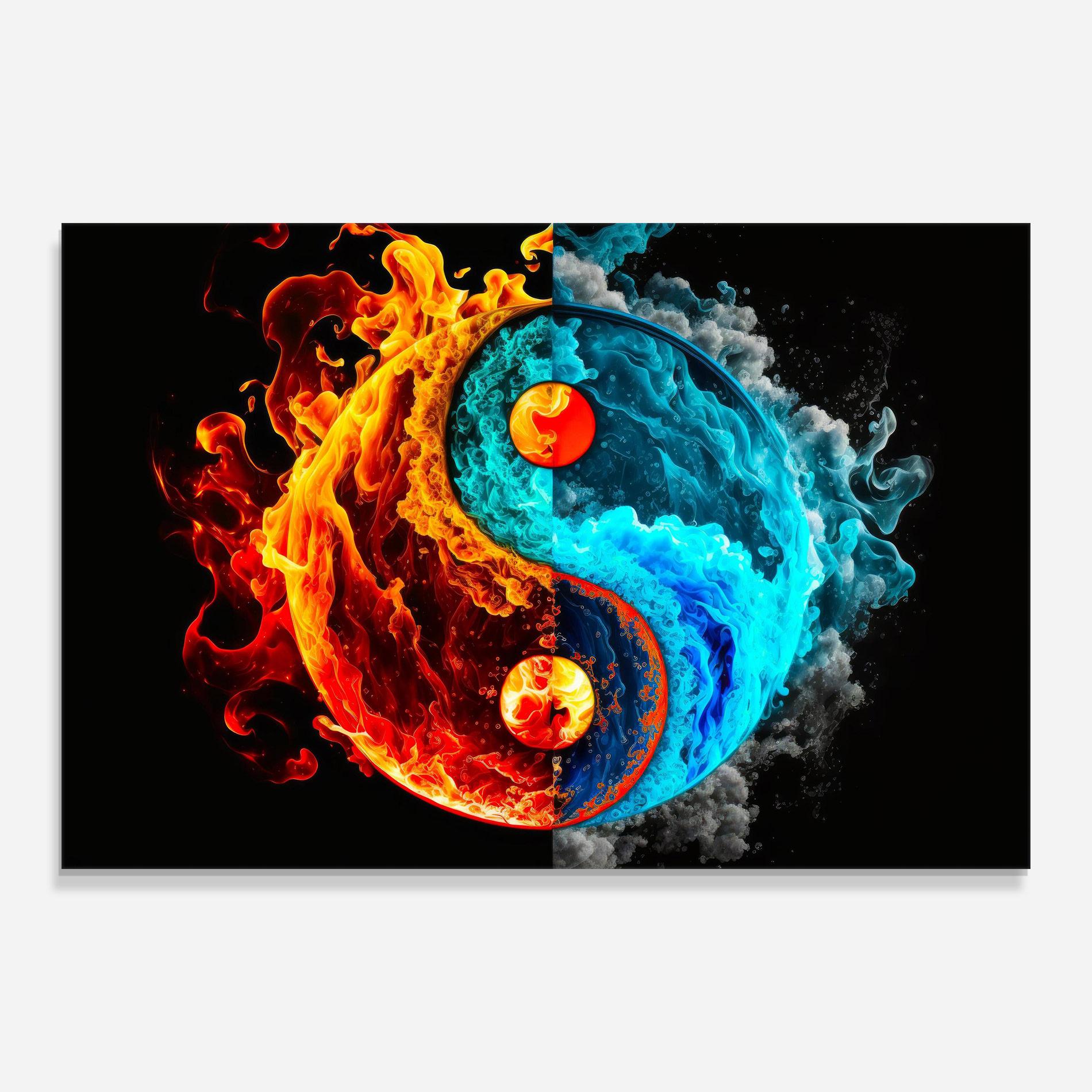 Стъклена картина Blue Smoke Yinyang mockup 0