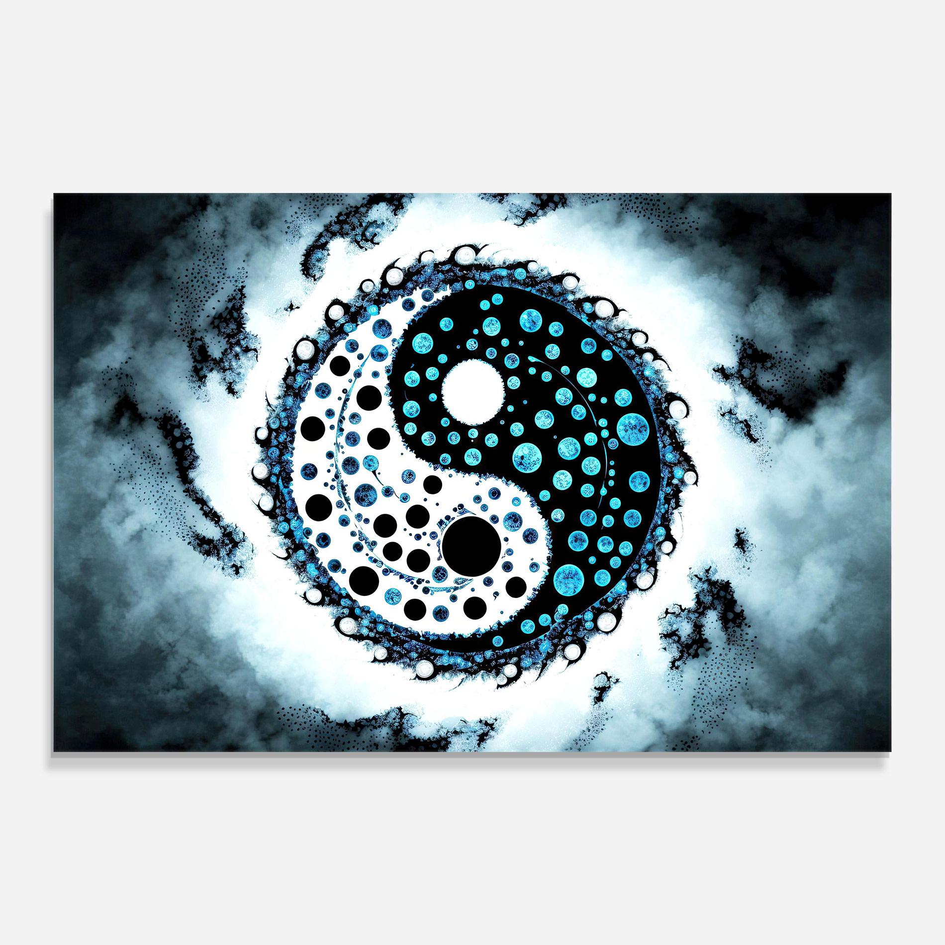 Стъклена картина Blue White Yinyang mockup 0
