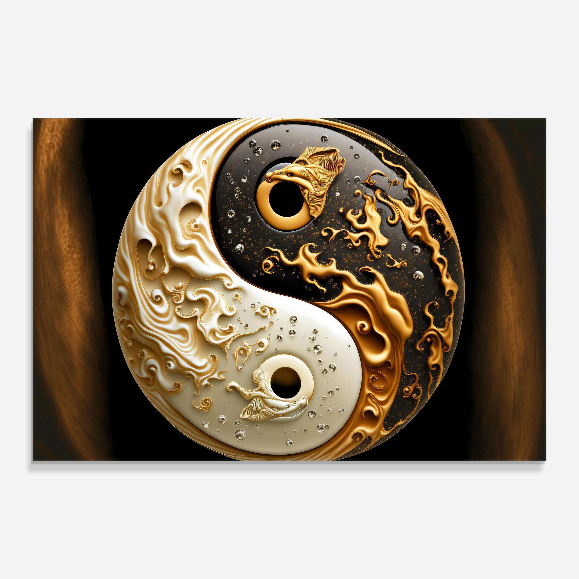 Стъклена картина Caramel Yinyang mockup 0