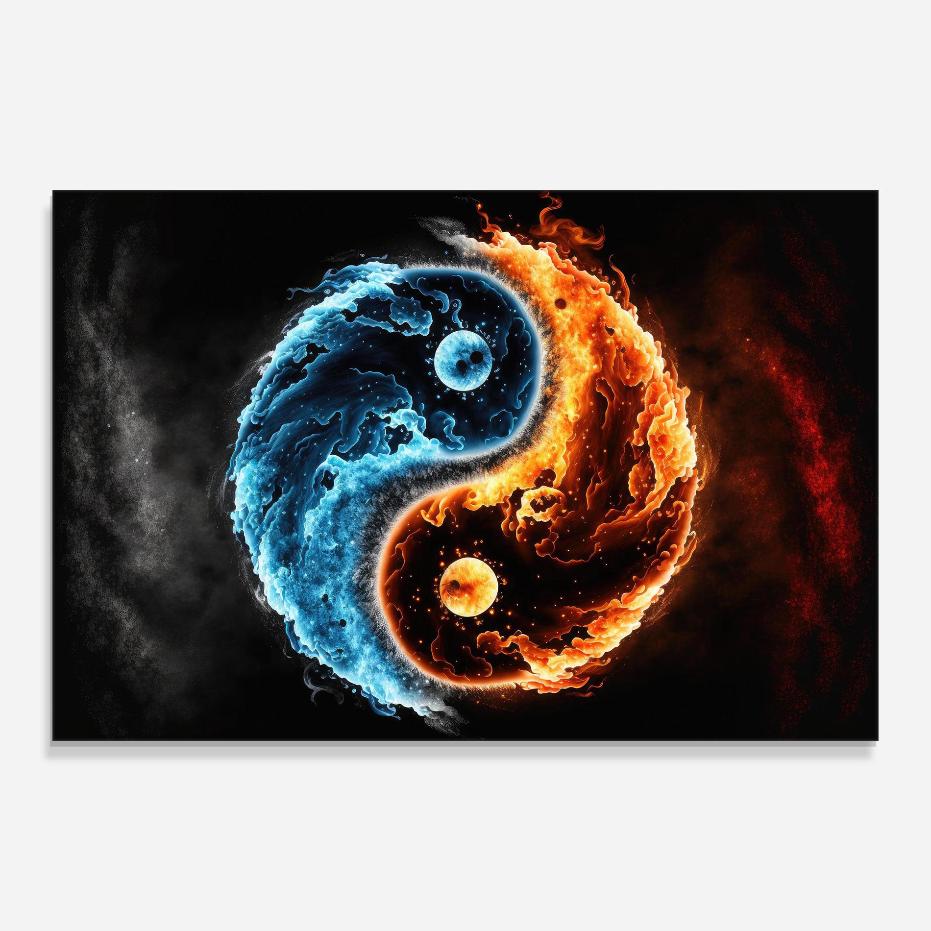 Стъклена картина Fire Water Yinyang mockup 0