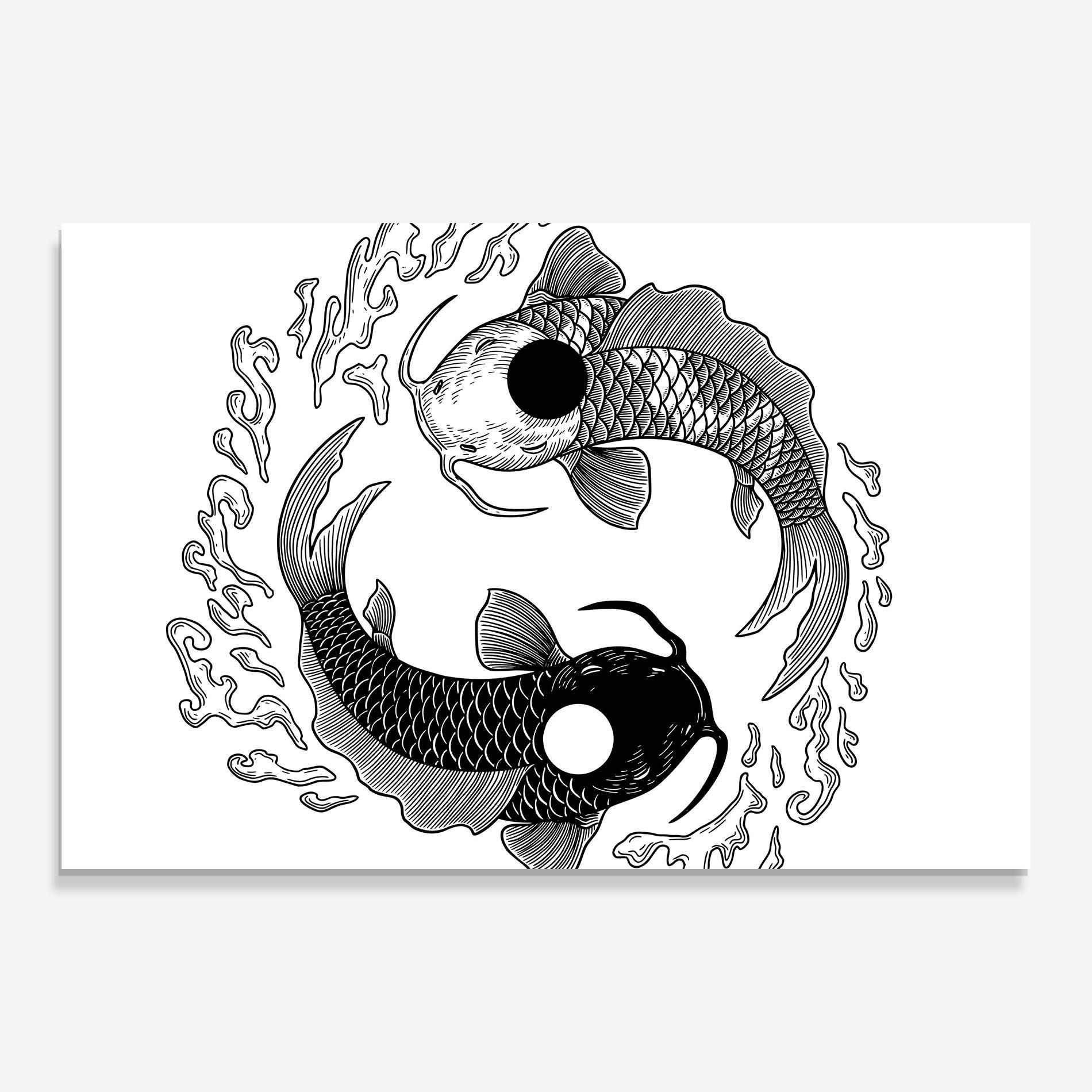 Стъклена картина Koi Art Yinyang mockup 0