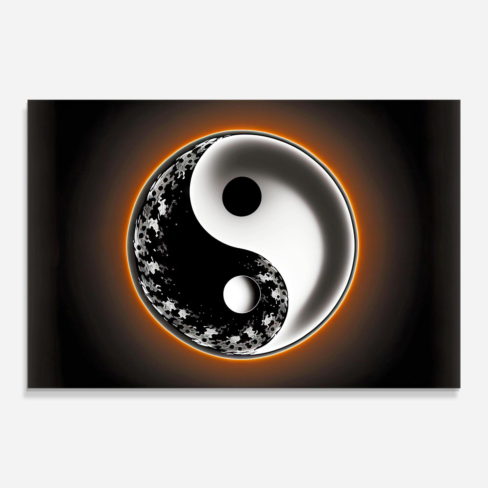 Стъклена картина Purple Light Yinyang mockup 0