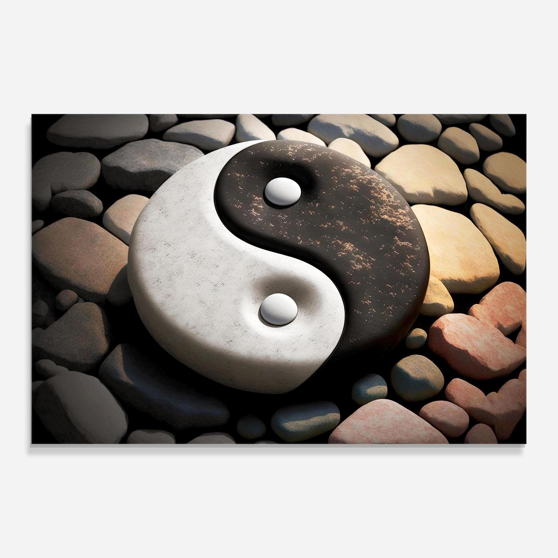 Стъклена картина Stone Yinyang mockup 0