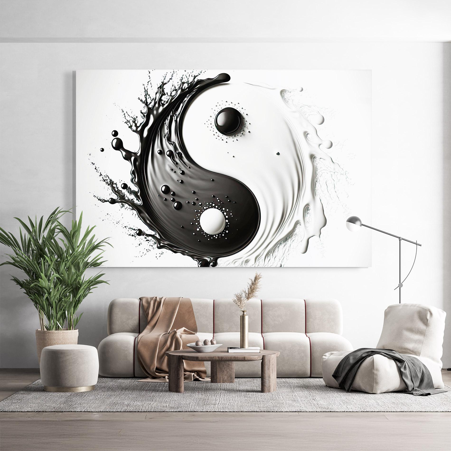 Стъклена картина Black Liquid Yinyang mockup 9