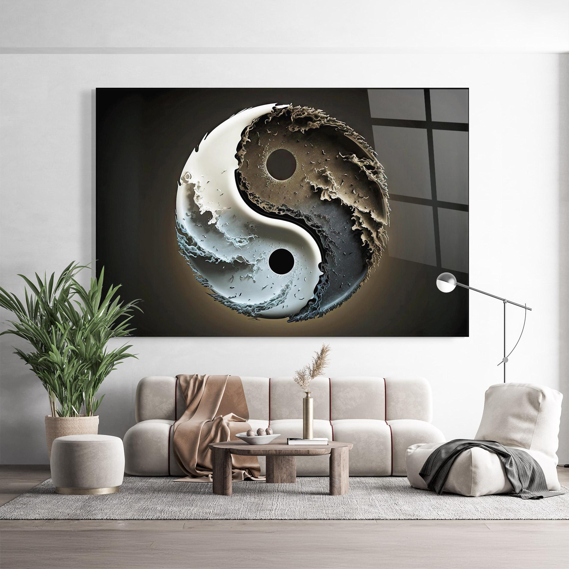 Стъклена картина Brown Smoke Yinyang mockup 9