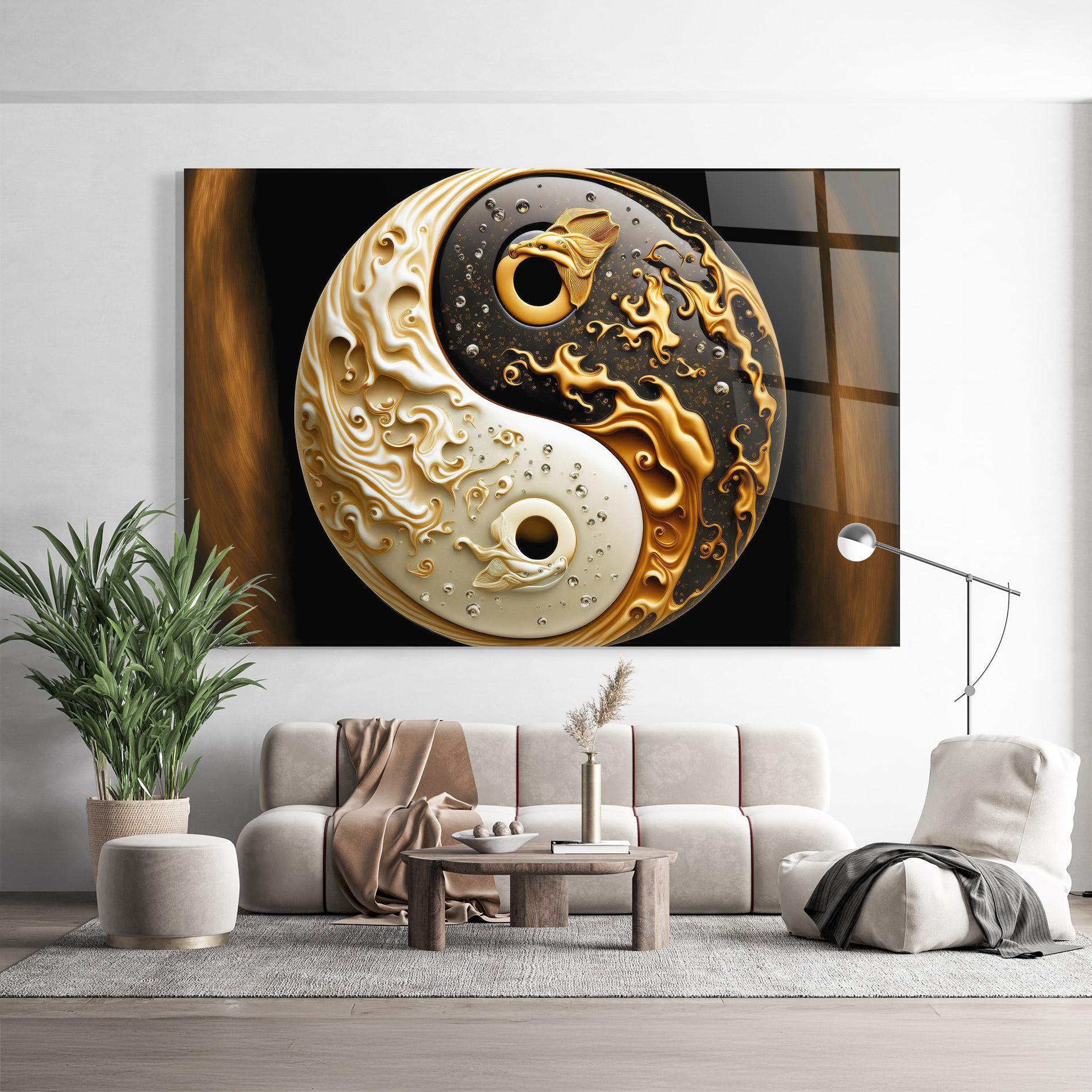 Стъклена картина Caramel Yinyang mockup 9
