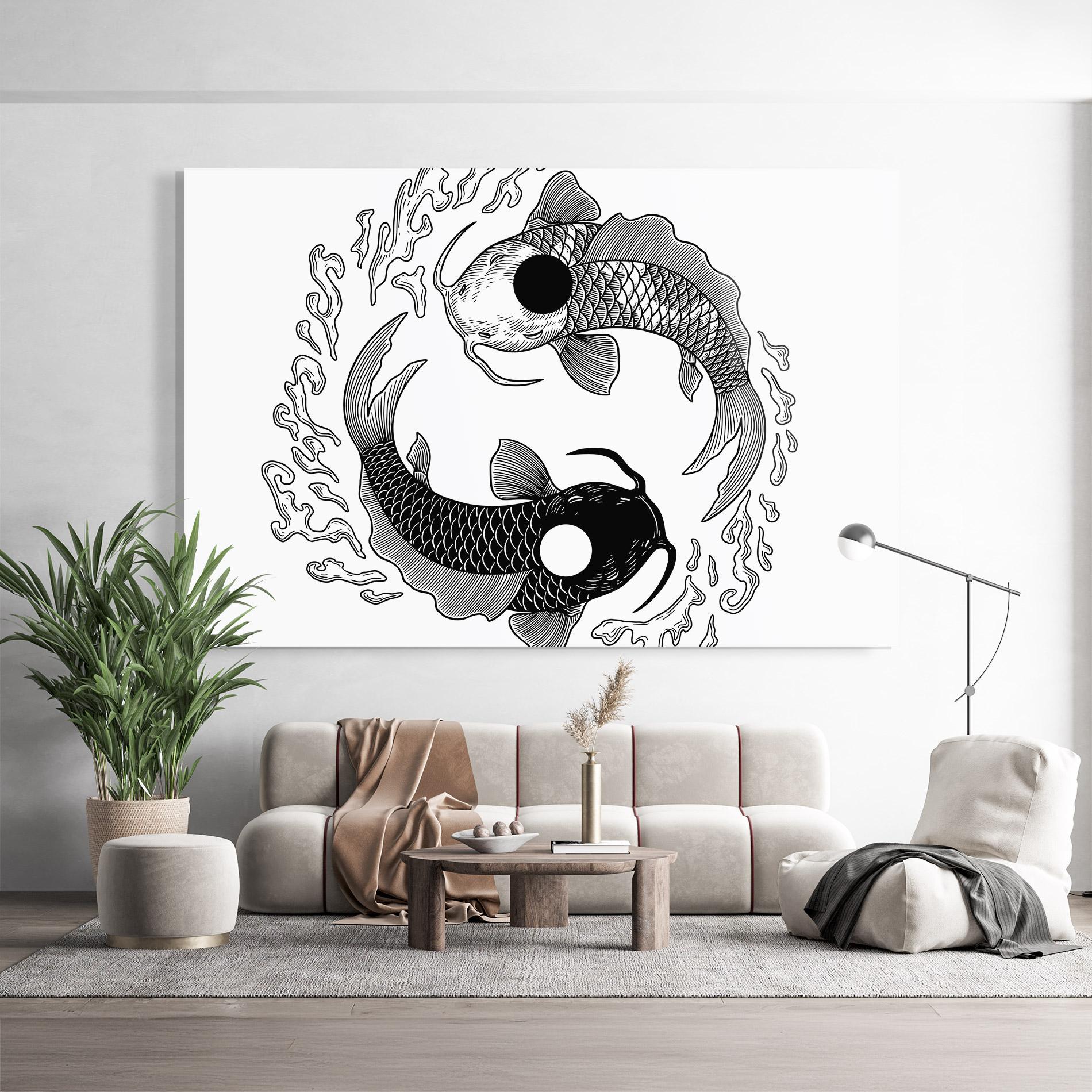 Стъклена картина Koi Art Yinyang mockup 9