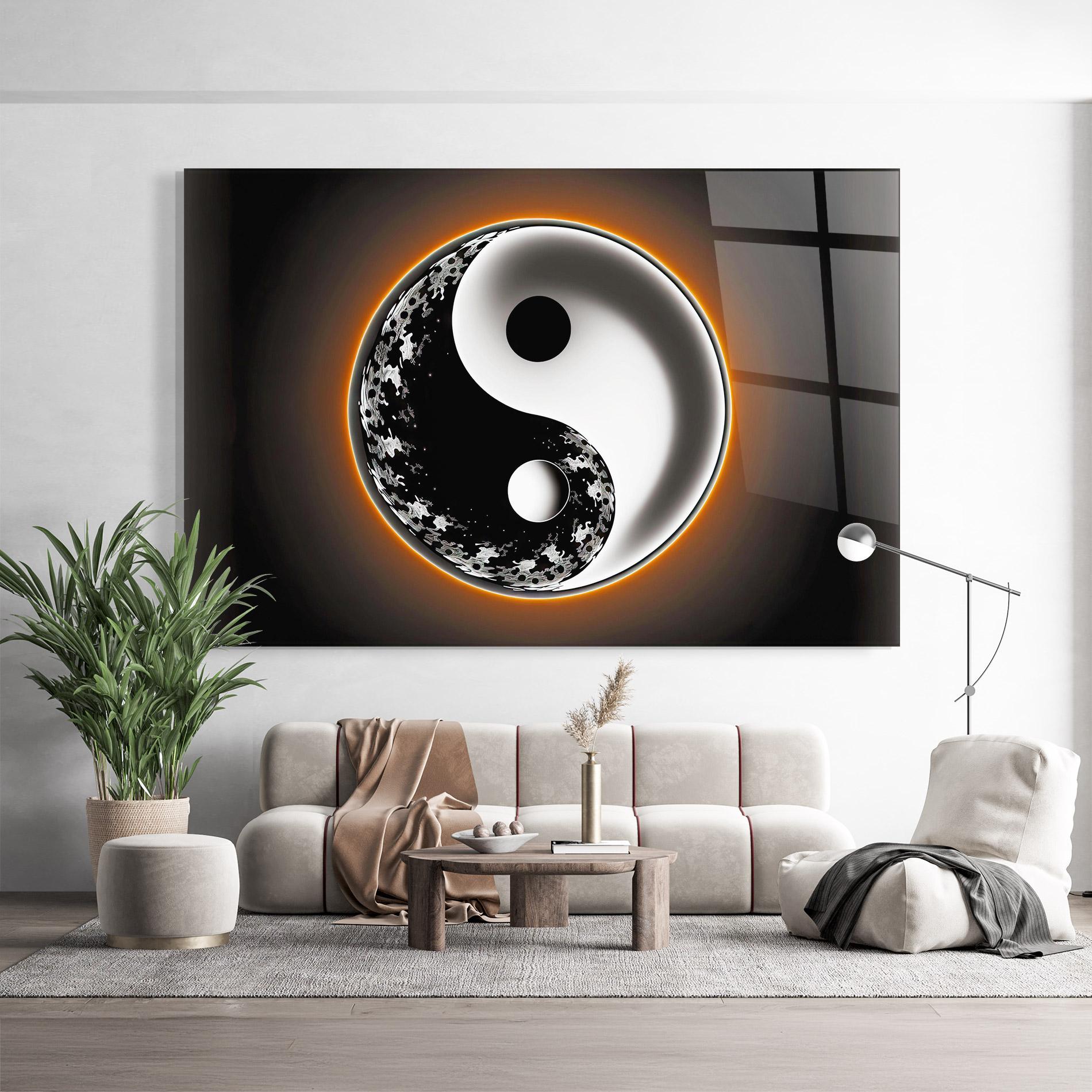 Стъклена картина Purple Light Yinyang mockup 9