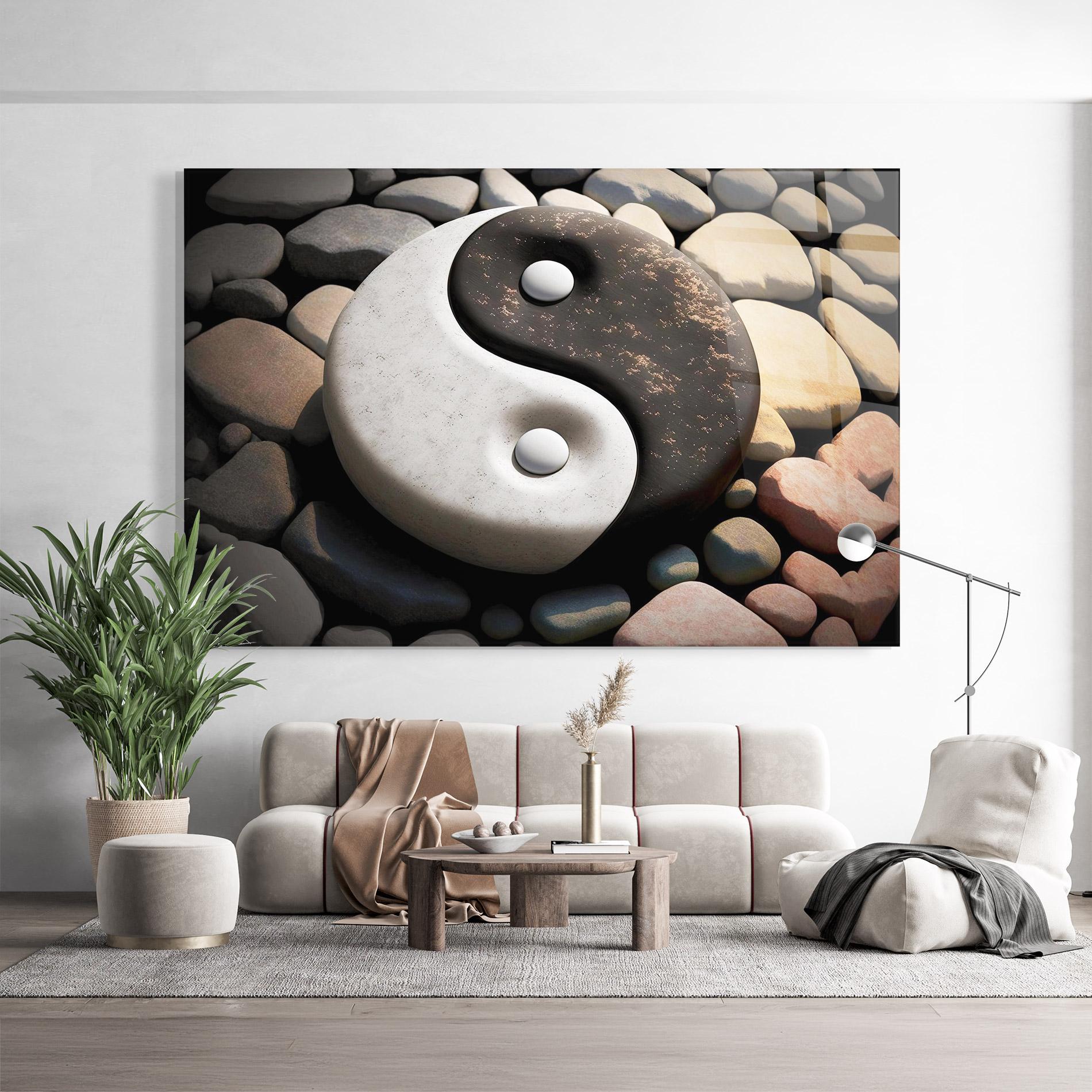 Стъклена картина Stone Yinyang mockup 9