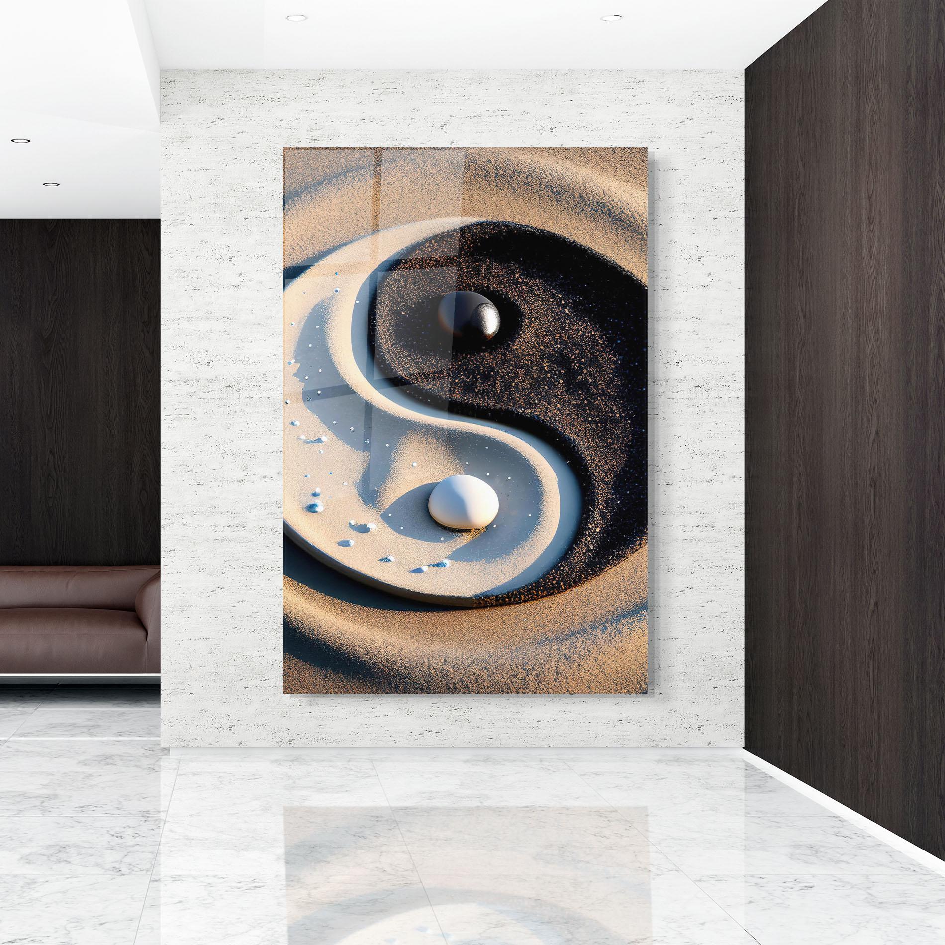 Стъклена картина Pretty Sand Yinyang mockup 9