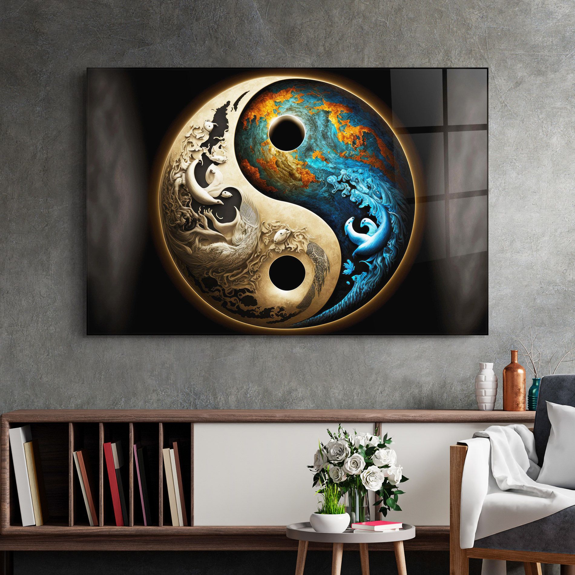 Cream Blue Yinyang mockup 2