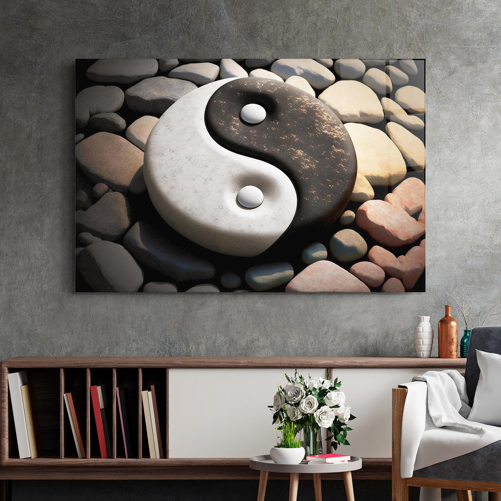 Стъклена картина Stone Yinyang mockup 2
