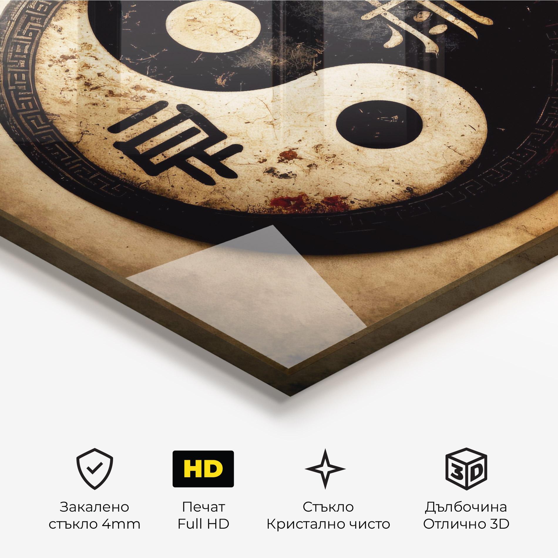 Стъклена картина Chinese Yinyang mockup 3