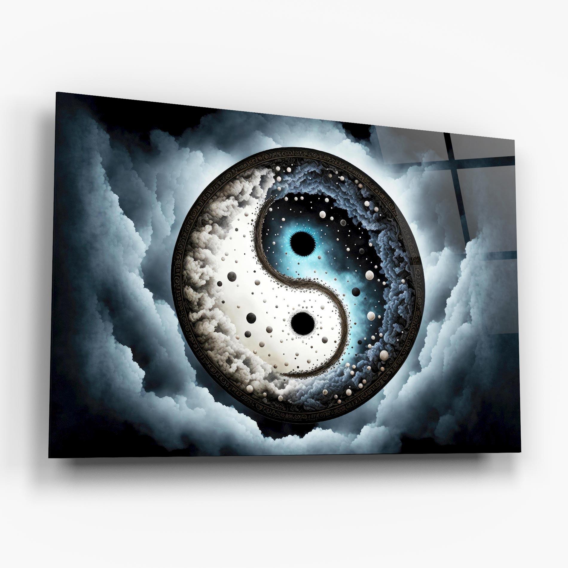 Стъклена картина Black Blue Yinyang mockup 6