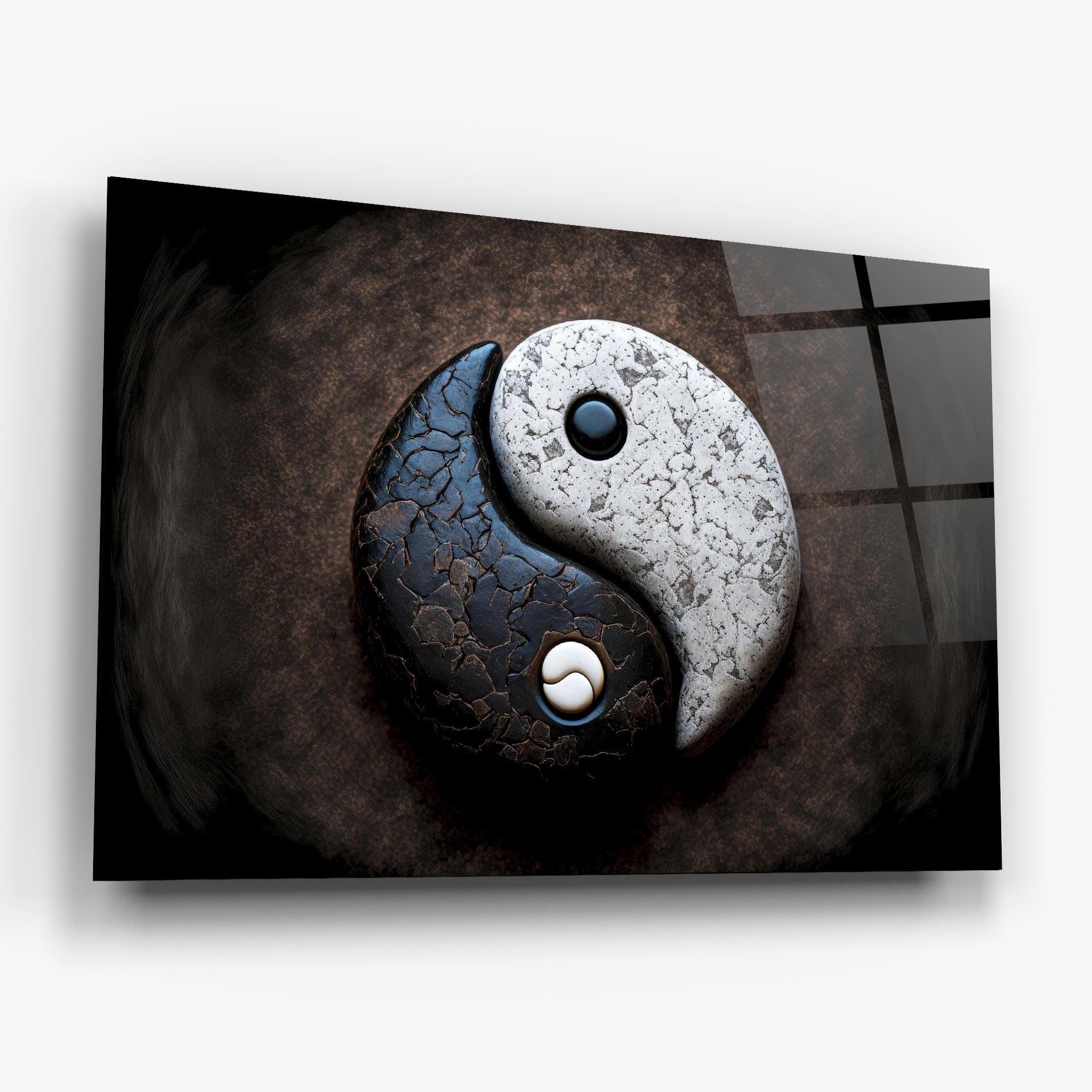 Стъклена картина Black Stone Yinyang mockup 6