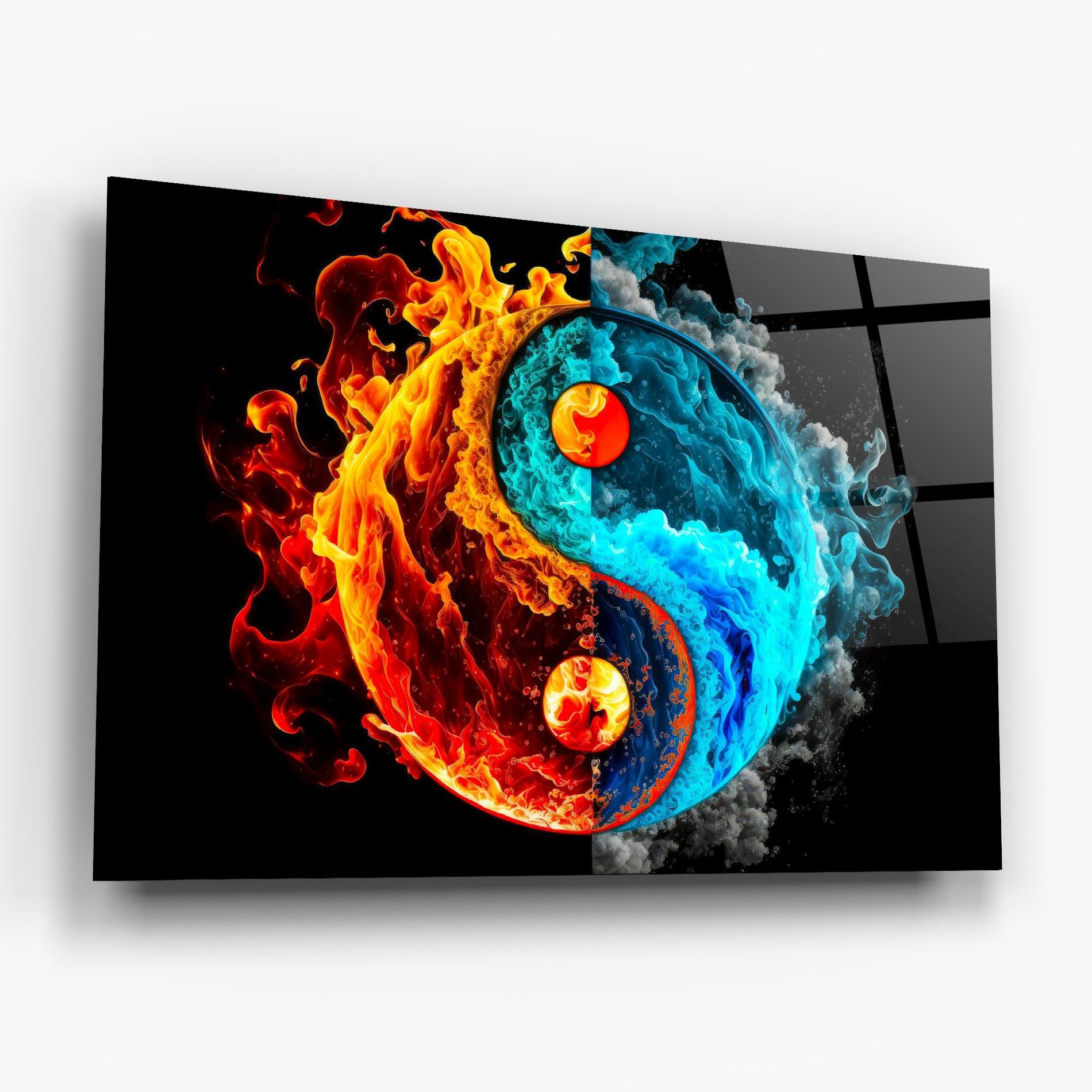 Стъклена картина Blue Smoke Yinyang mockup 6