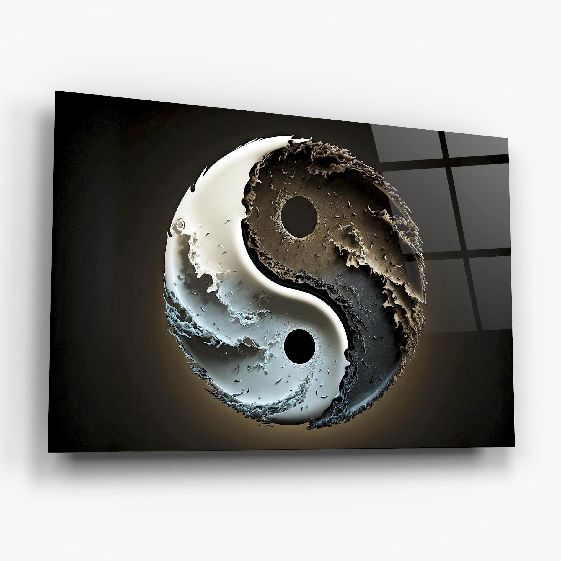 Стъклена картина Brown Smoke Yinyang mockup 6