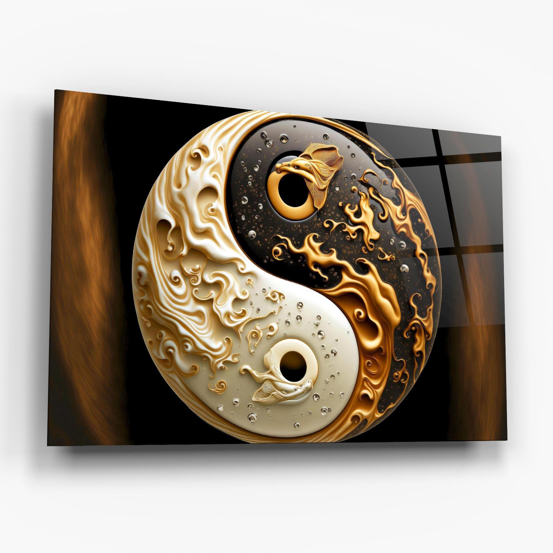 Стъклена картина Caramel Yinyang mockup 6