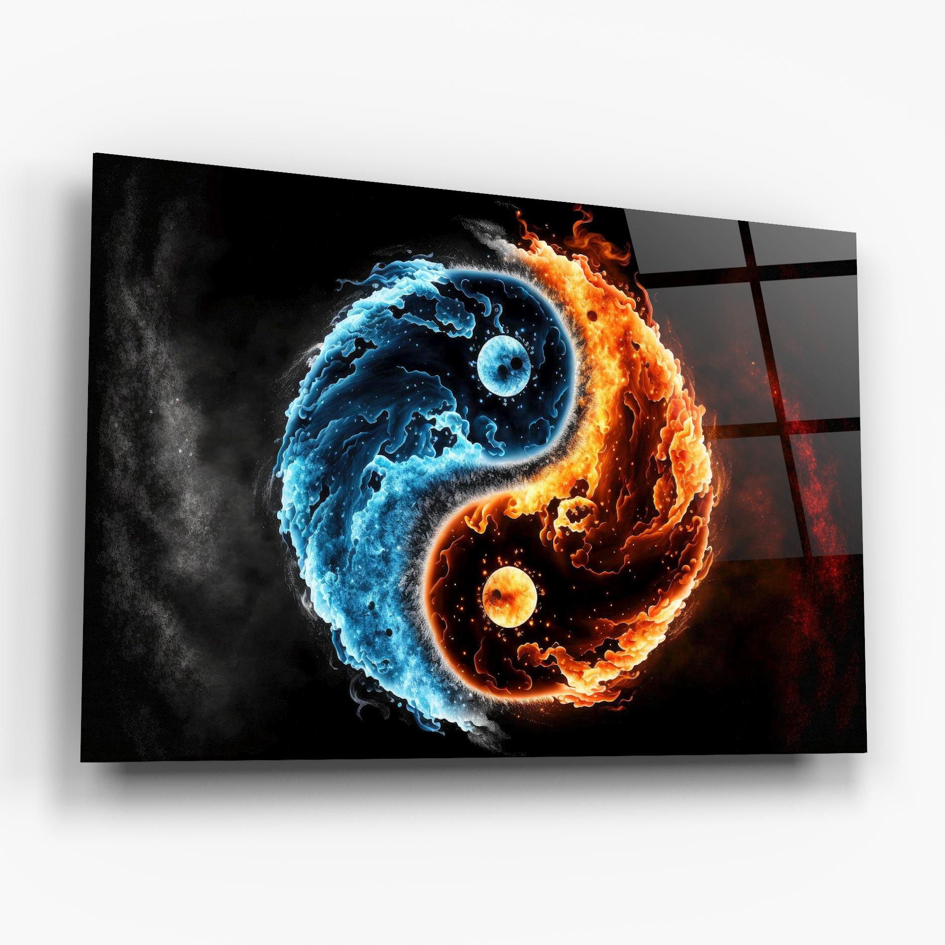 Стъклена картина Fire Water Yinyang mockup 6